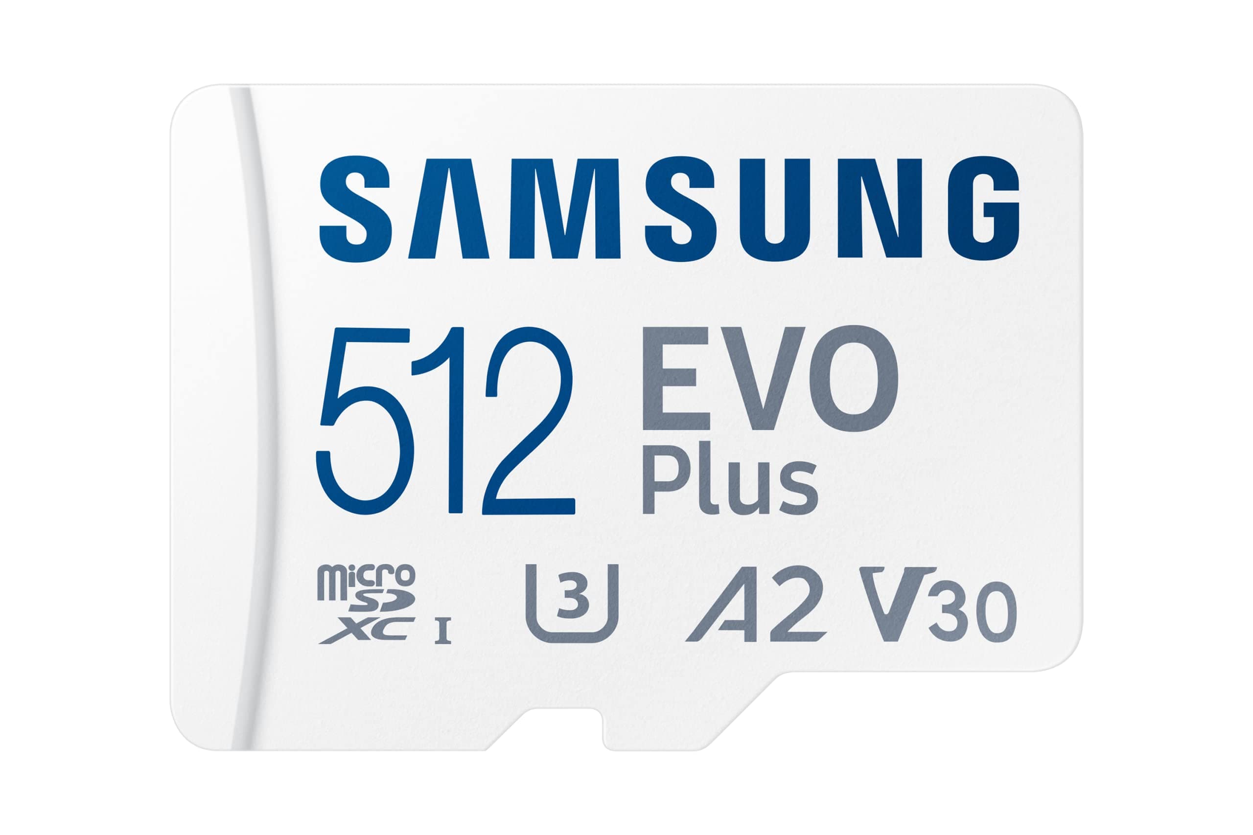 Samsung EVO Plus 512GB Micro SDXC w/SD Adaptor, Up-to 160MB/s, Expanded Storage for Gaming Devices, Android Tablets and Smart Phones, Memory Card, MB-MC512SA/IN