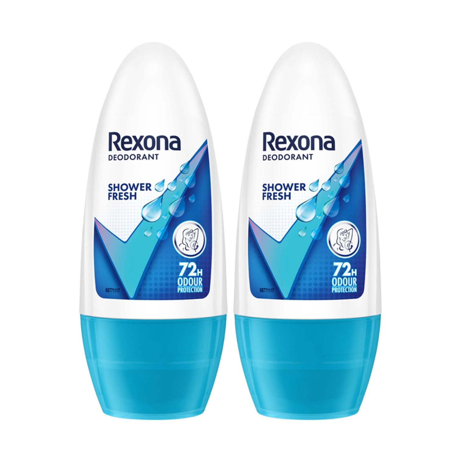 Rexona for Female Shower Fresh Underarm Roll On Deodorant + Antiperspirant With Glycerine, Removes Odour, Even Skin Tone,Keeps Skin Fresh & Clean, Alcohol Free, 50 Ml (Pack Of 2)