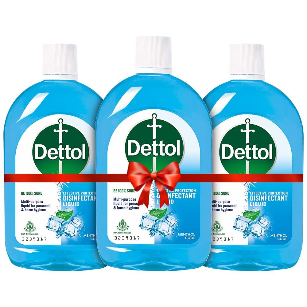 Dettol Liquid Disinfectant for Personal Hygiene , Surface Disinfection , Floor Cleaner , Menthol Cool , (Pack of 3 - 500 ml each)