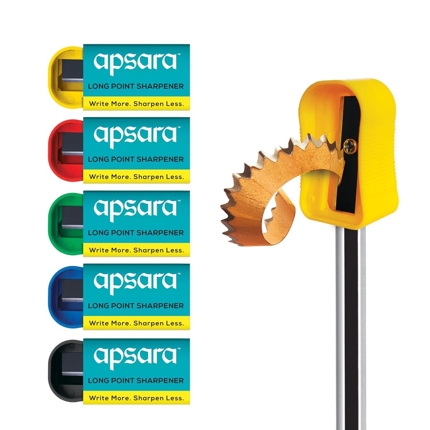 Apsara Long Point Sharpener | Pack of 40 Sharpeners | Durable & Precise Blade for Smooth Sharpening | Perfect for Students, School & Office Use | Non-Toxic
