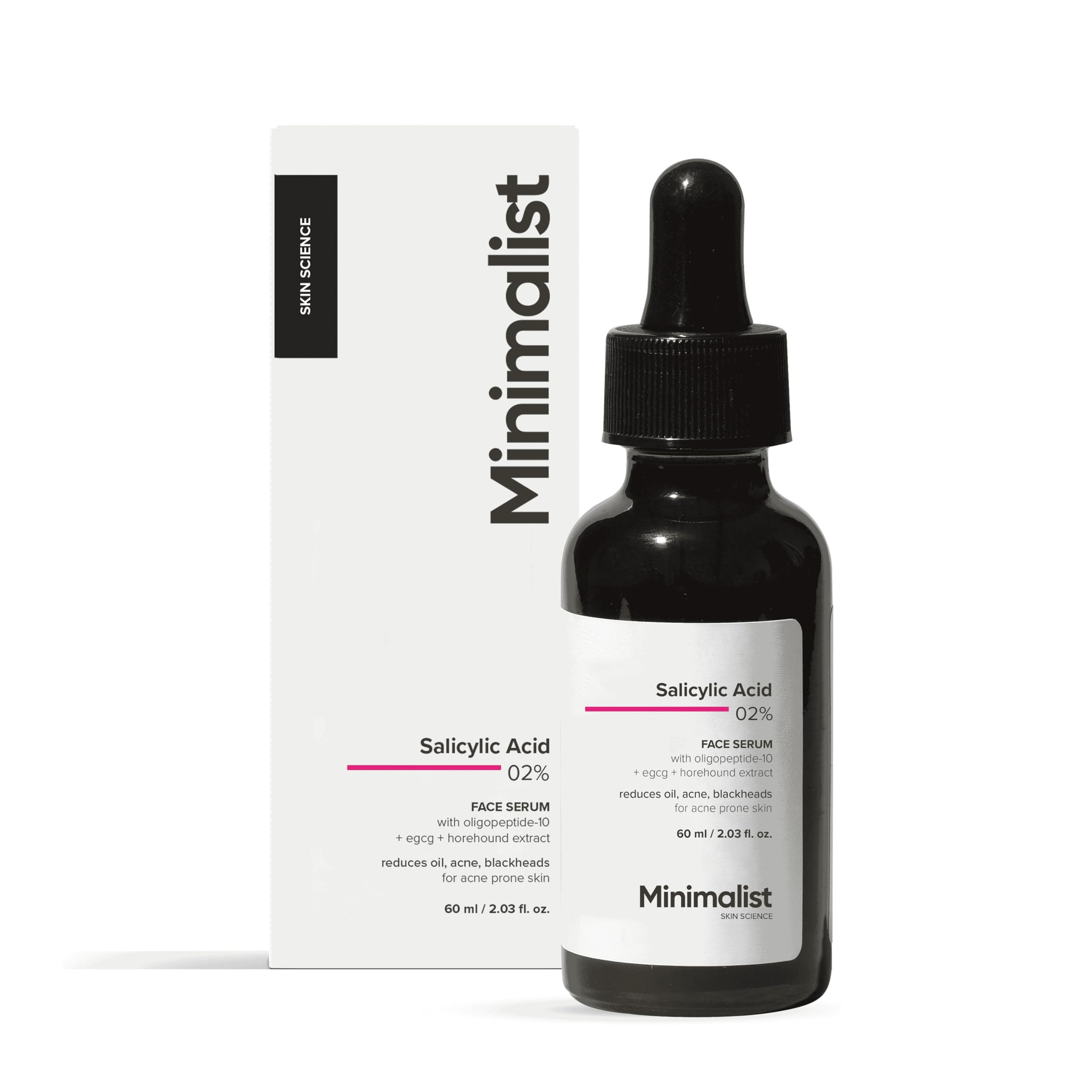 Minimalist 2% Salicylic Acid Serum for Acne & Blackheads | BHA Exfoliating Anti Acne Serum for Pore Cleansing & Oil Control | Pore Tightening Treatment for Oily & Acne-Prone Skin | 60ml
