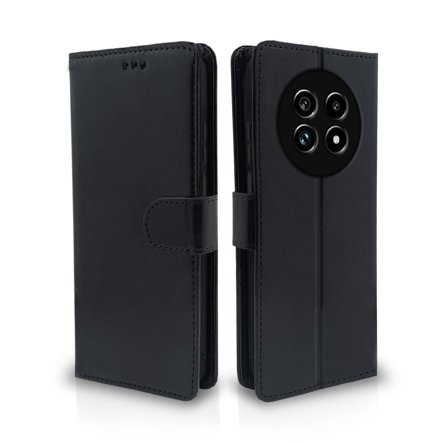 Pikkme Flip Cover Leather Finish | Inside TPU with Card Pockets | Wallet Stand and Shock Proof | Complete Protection Flip Case for Realme 13 Pro 5G / Realme 13 Pro Plus 5G (Black)