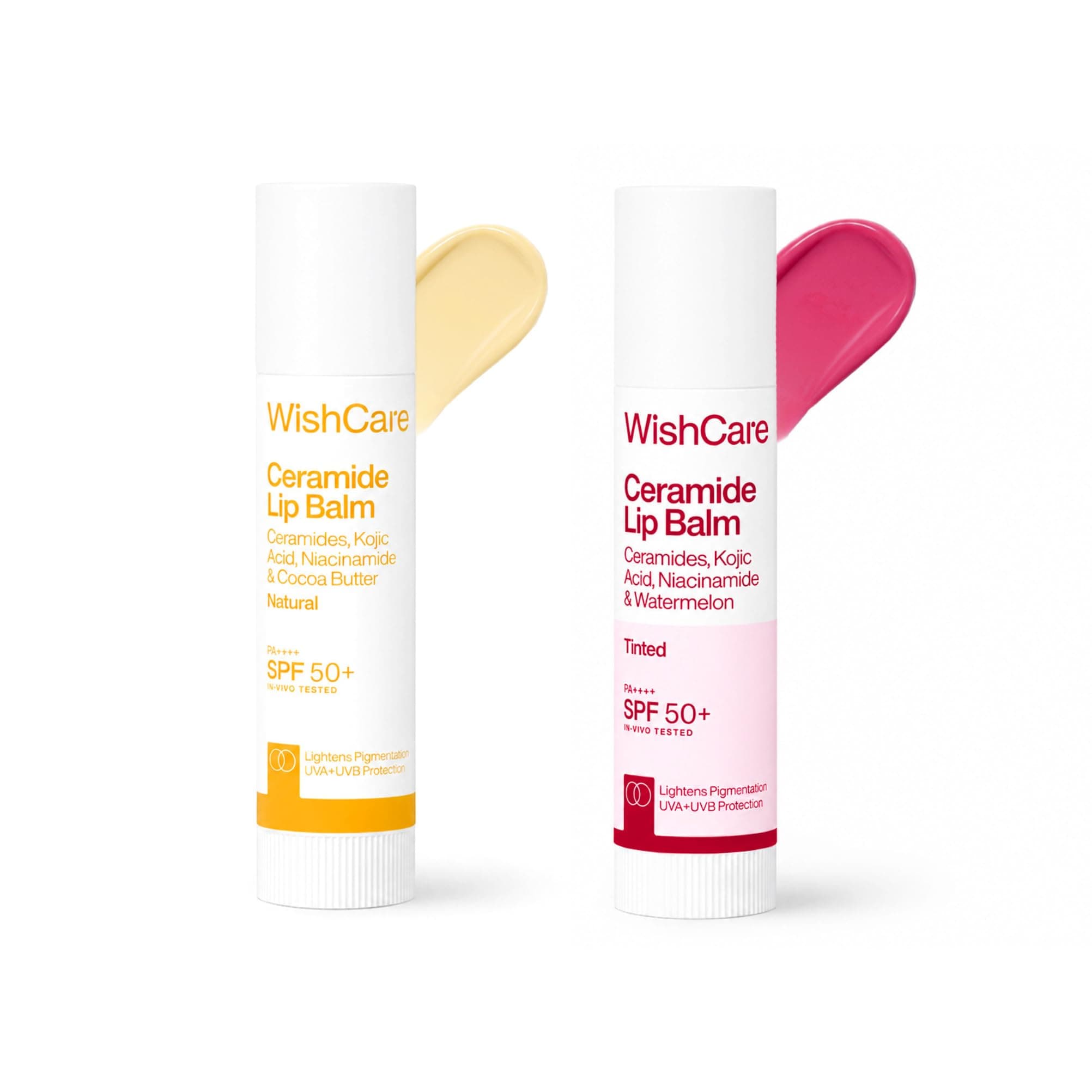 WishCare Lip Balm Combo (Tinted & Untinted) | With Kojic Acid & Niacinamide | Hydrating & Brightening Lip Care | Heals Dry Lips, Reduces Pigmentation & Adds Soft Tint | For Smooth, Even-Toned Lips