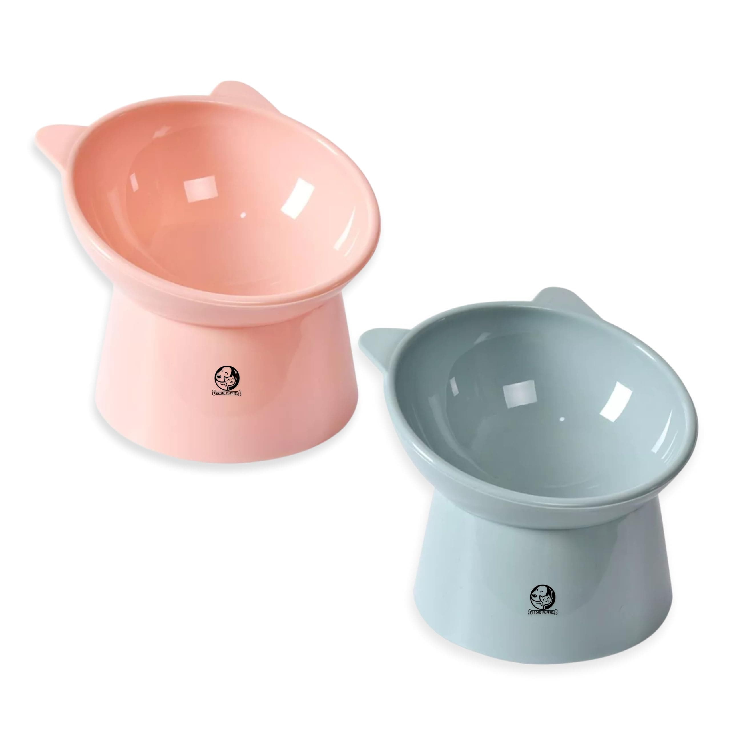 Foodie Puppies Elevated Cat Bowl Feeder Food Water Feeder Bowl for Cats, Kittens & Puppies - (Set of 2) | Persian Cat Food Bowl Tilted Raised Bowl Anti Vomiting 15° Slanted Bowl (Color May Vary)