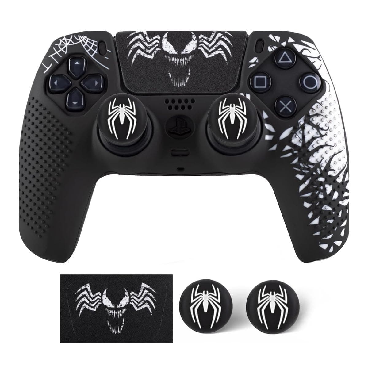 EDNITA Controller Cover for PS5 Silicone Skin, Controller Accessories, Non-Slip PS 5 Case with Thumb Grip Caps, Touch Pad Sticker and Cover Wrap Stickers (Pack of-1)