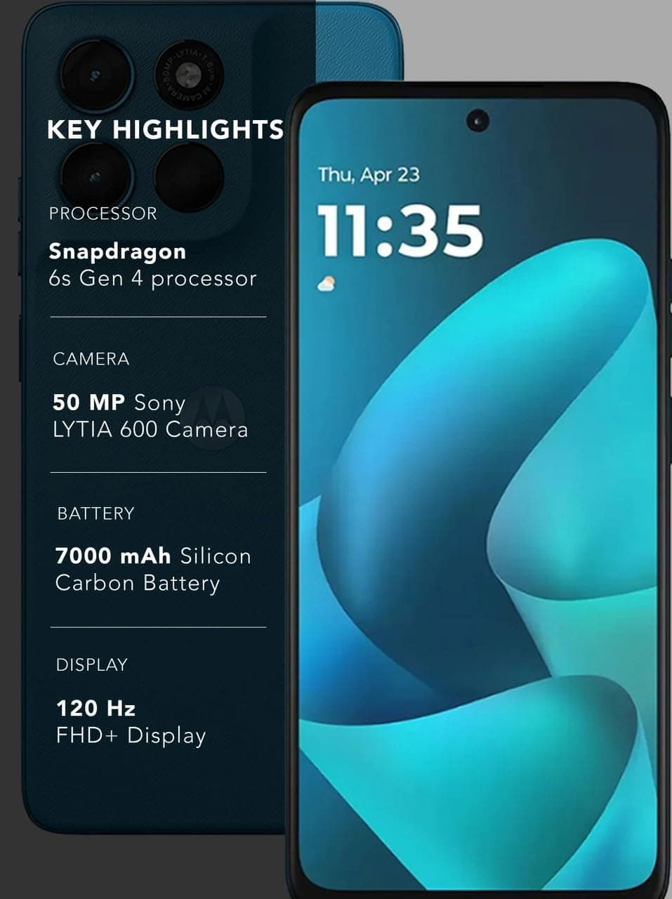 Motorola G57 Power (Corsair, 8GB RAM, 128GB Storage) | Snapdragon 6s Gen 4 Processor | 6.72" FHD+ Display | 50MP LYT-600 + 8MP Ultrawide | 8MP Selfie Camera | 7000mAh Battery, 33W TurboPower | IP64