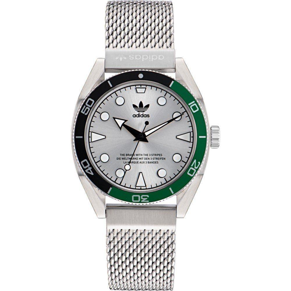 adidas Unisex Stainless Steel Originals Silver Dial Analog Watch - Aofh22503, Band Color-Silver