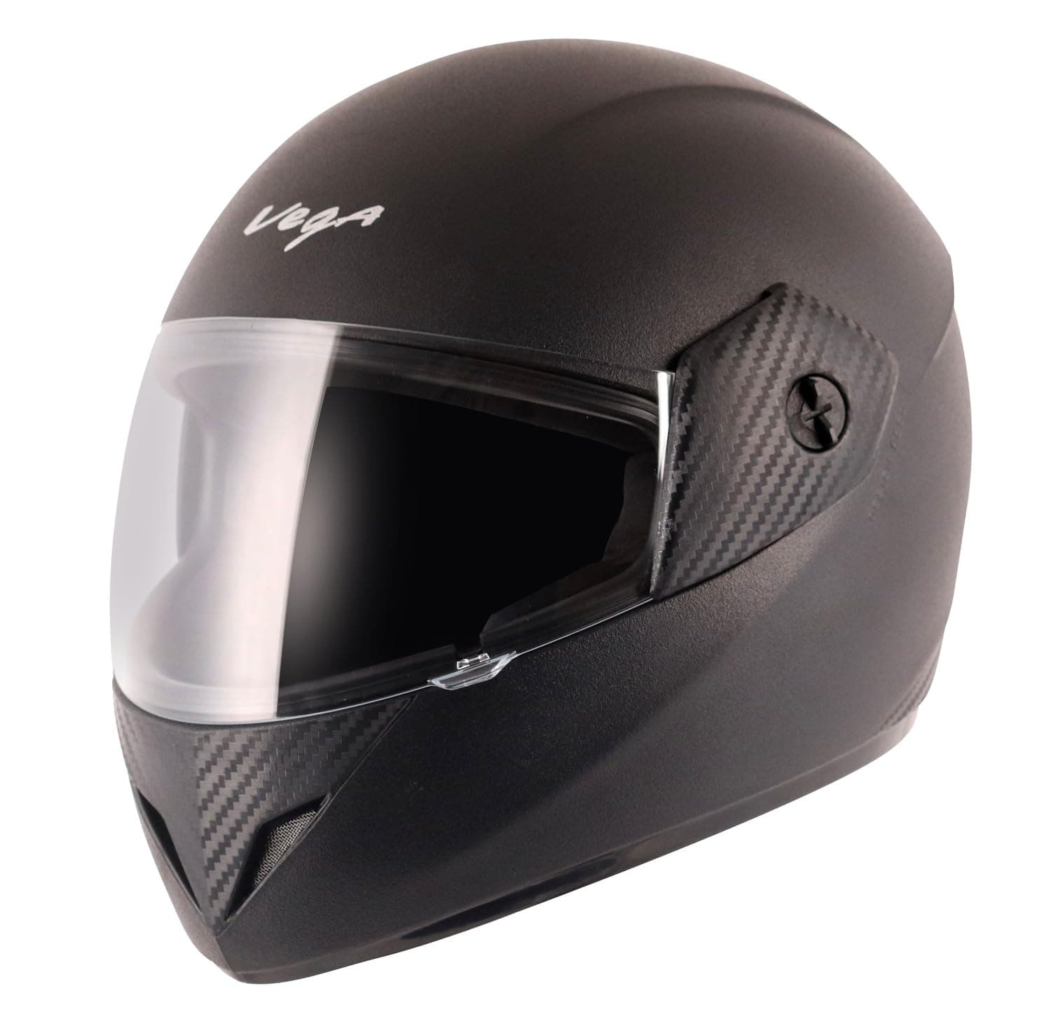 Vega Cliff ISI Certified Lightweight Full Face Gloss Finish Helmet for Men and Women with Clear Visor(Black, Size:M)