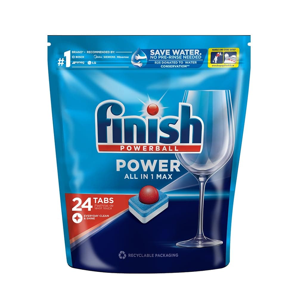 Finish 24 Tablets, Powerball All in 1 Max Dishwasher Tablets | World's #1 Recommended Dishwashing Brand
