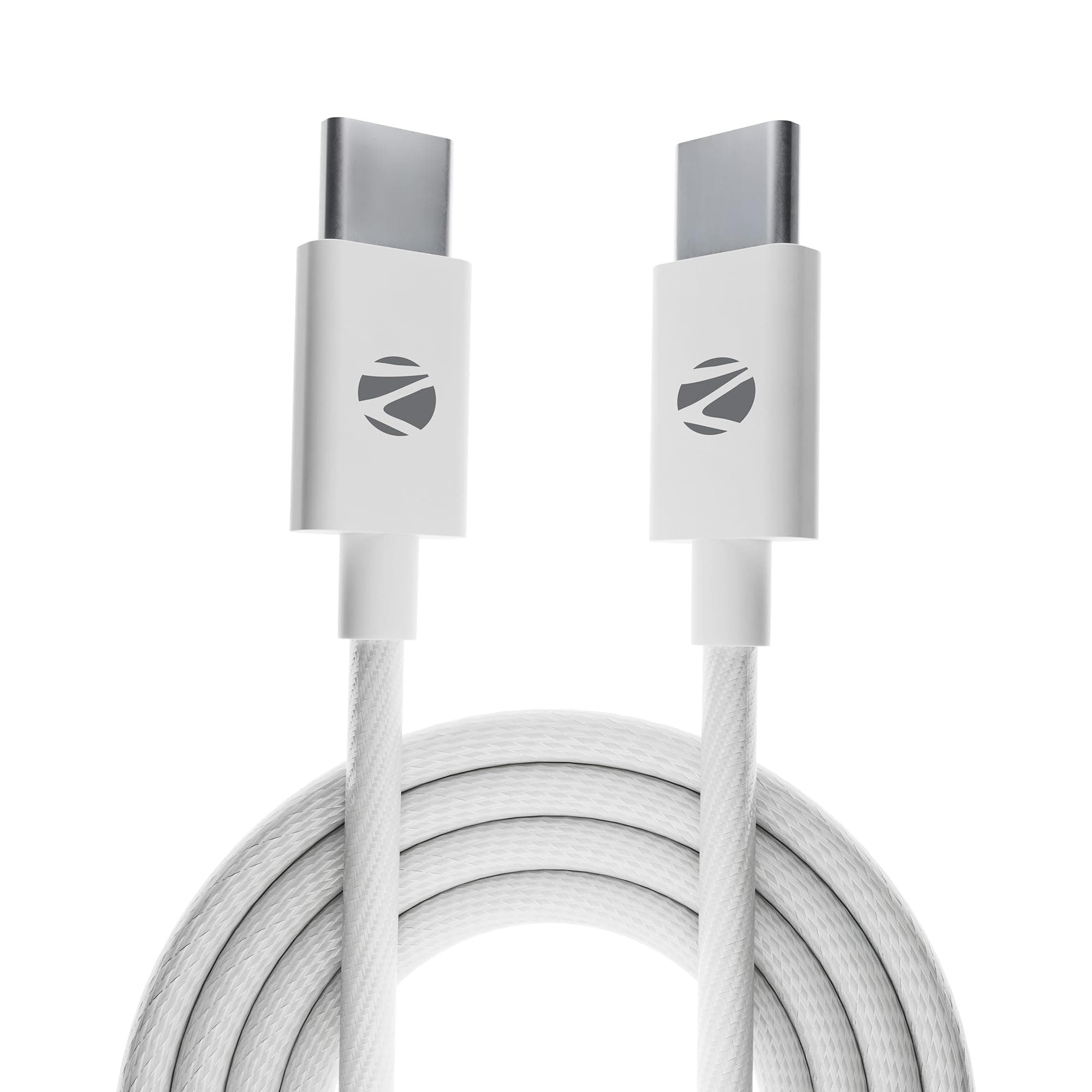 Zebronics Wattz 240CC1 Type-C to Type-C Braided Cable, PD 240W, 2 Meter, Durable, Charge & Sync, Rapid Charging, For Laptops, Tablets, Mobiles (White)