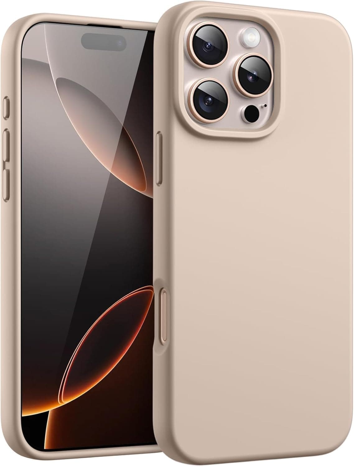 DIZORO Compatible for iPhone 16 Pro Case 6.3, Slim Liquid Silicone 3 Layers Full Covered Soft Gel Rubber Phone Case Protective Cover 6.3 Inch (Desert Titanium)