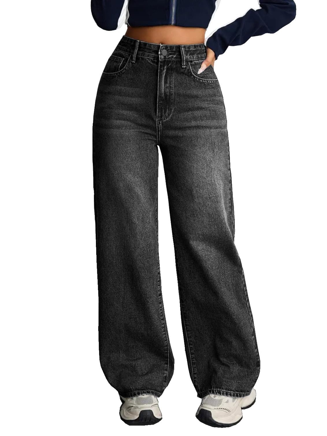 Nifty Women's Denim Stretchable High Waist Baggy Jeans for Women (1479_BLK_28_Black_28)