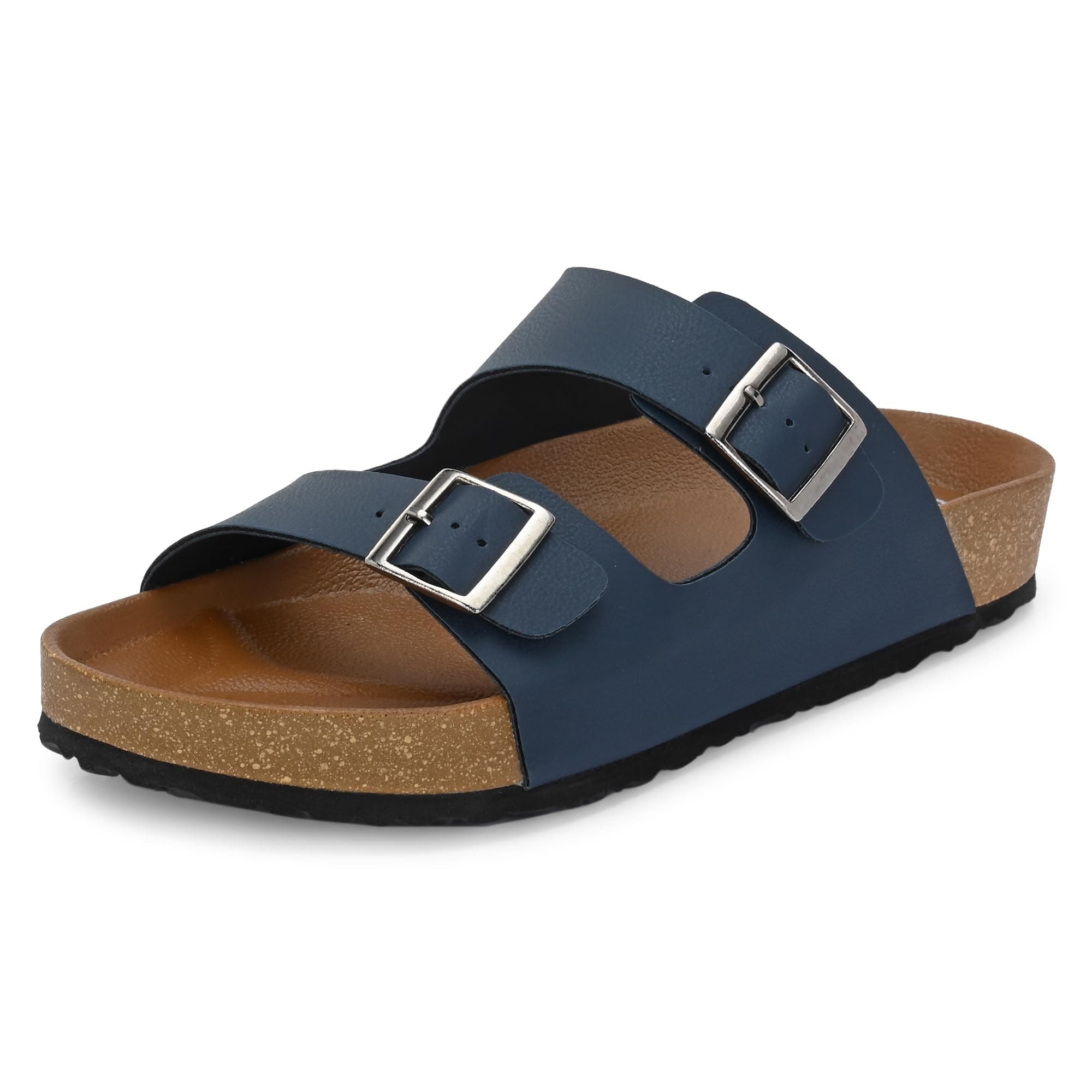 Centrino Sandals for Men | Berkin-Style Slip-On Casual Sandal with Open Toe Design |Lightweight On-Grip Sole for Outdoor Wear|Men Open Toe Buckle Strap Sandals| Summer Slip-On Slipper|Perfect For Monsoon Rainy Season NAVY 7 UK(7313)