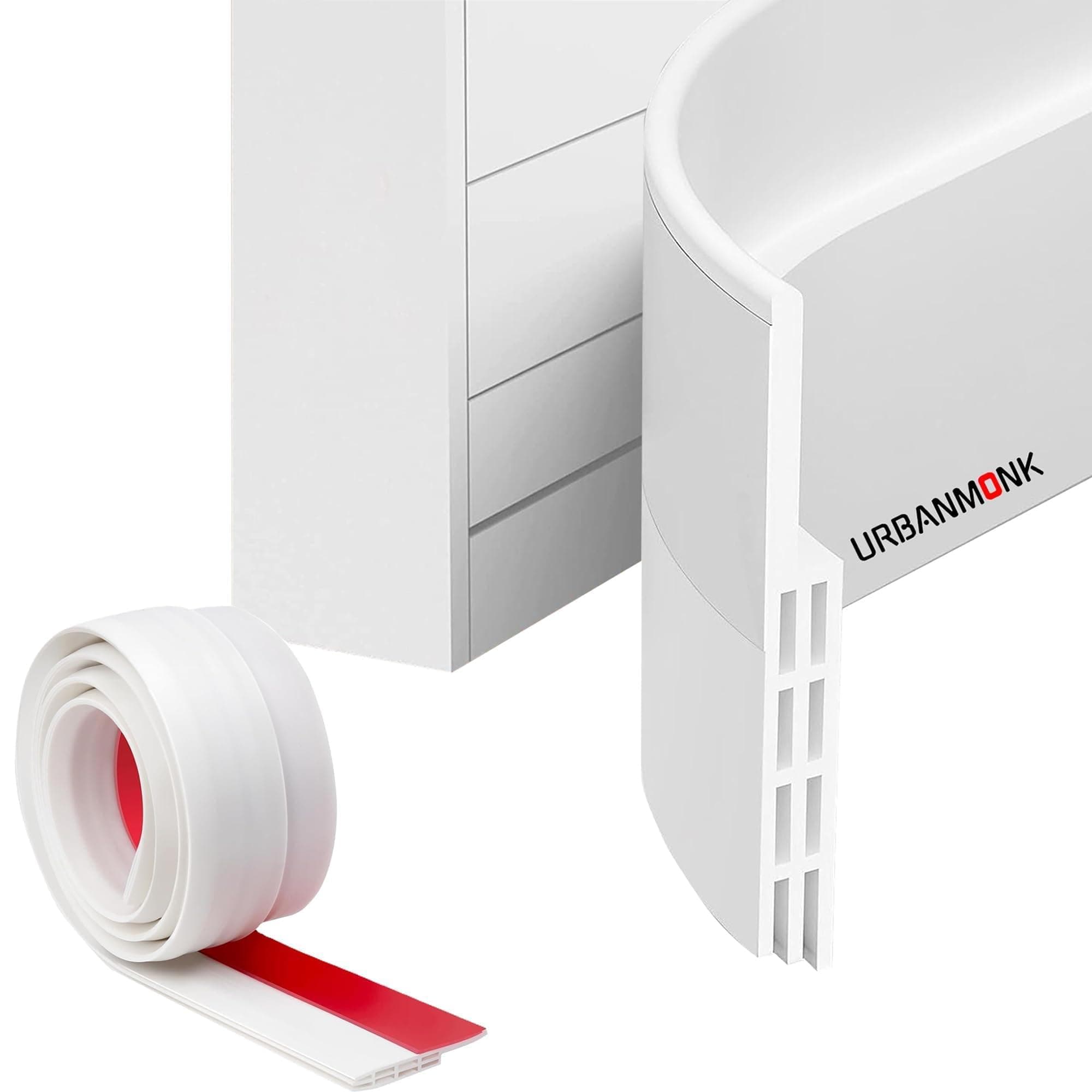 URBANMONK 48 Inch Silicon Door Bottom Sealing Strip | Self Adhesive Door Gap Filler Rubber | Door Bottom Sealing Strip Guard | Protector from Cockroach, Insect, Bugs, Air & Dust | White