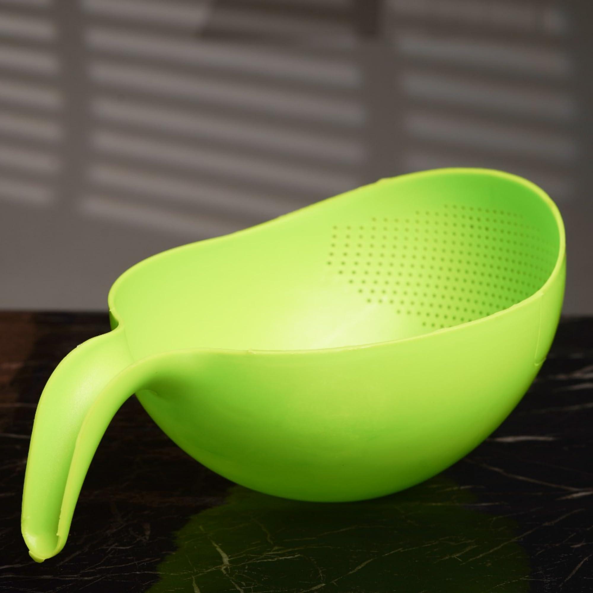 Clazkit Multi-Purpose Strainer or Washer Bowl for Rice Fruits & Vegetable Rice Bowl Color May Vary, Plastic - 10.2 x 17.5 x 24.3 Centimeters