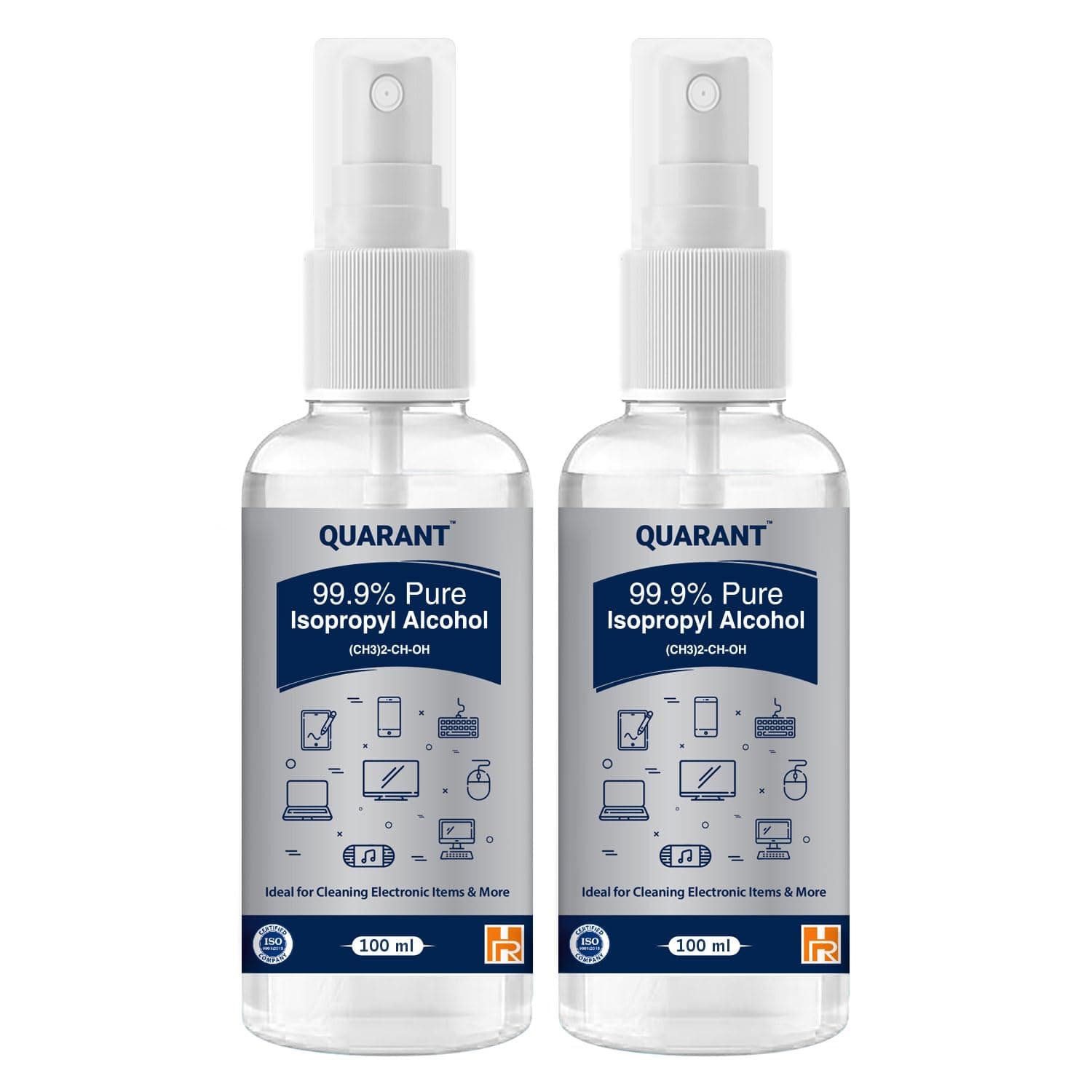 QUARANT 99.9% Pure Isopropyl Alcohol Spray for Cleaning (100 ml, Pack of 2)