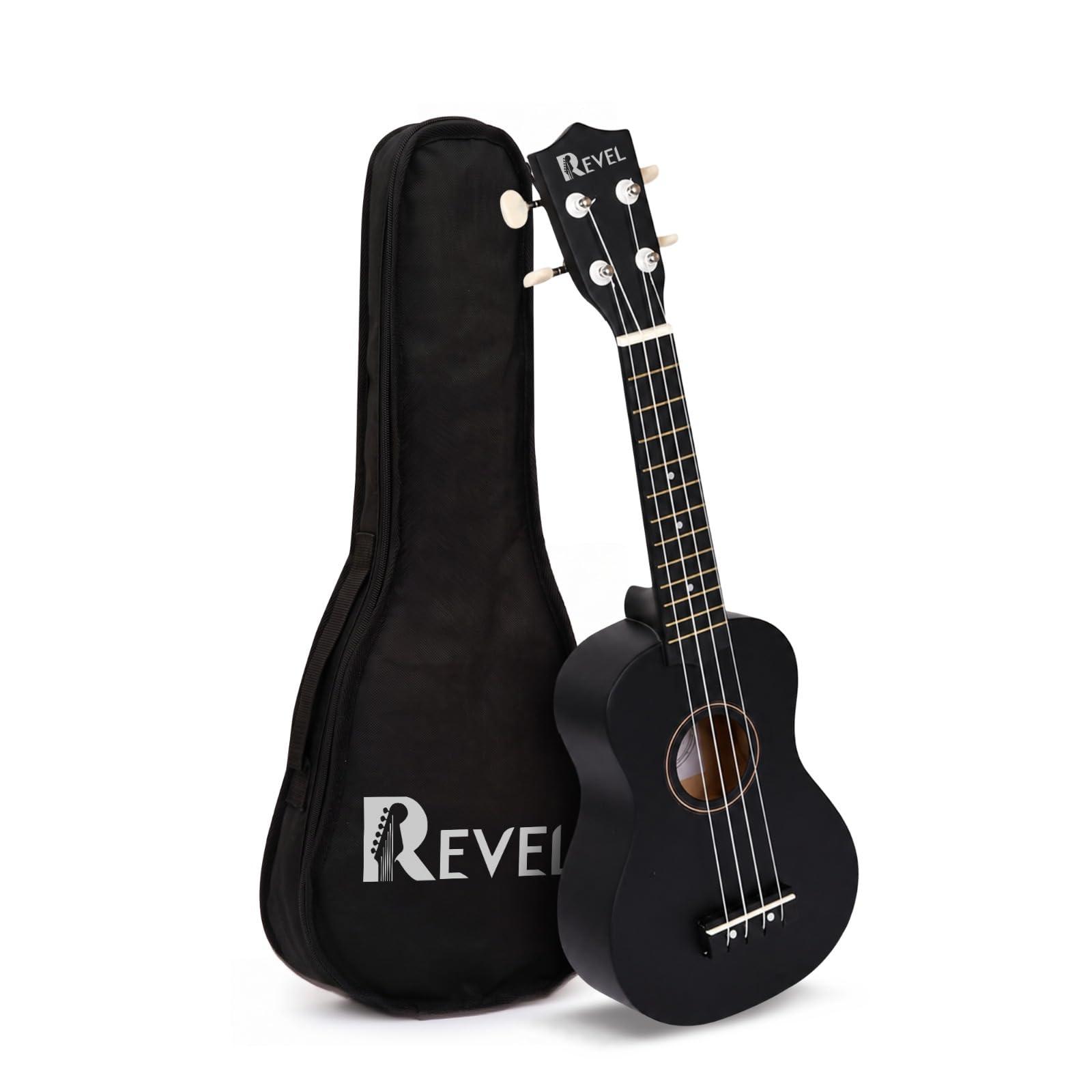 REVEL 21 Inch Soprano Ukulele for Beginners with Carry Bag, 4 String Nylon Ukulele, 12 Frets, Mahogany Wood Body, Lightweight Musical Instrument for Kids, Students & Adults