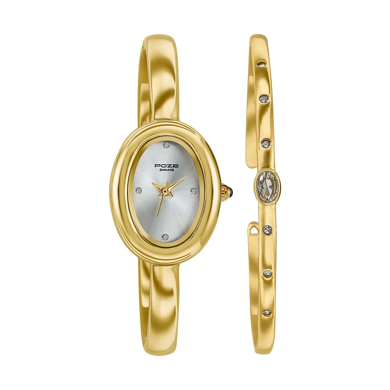 Sonata Poze 9 with Quartz Analog Gold Dial IPG Alloy Kada Strap Watch for Women - SP80197YM01WF