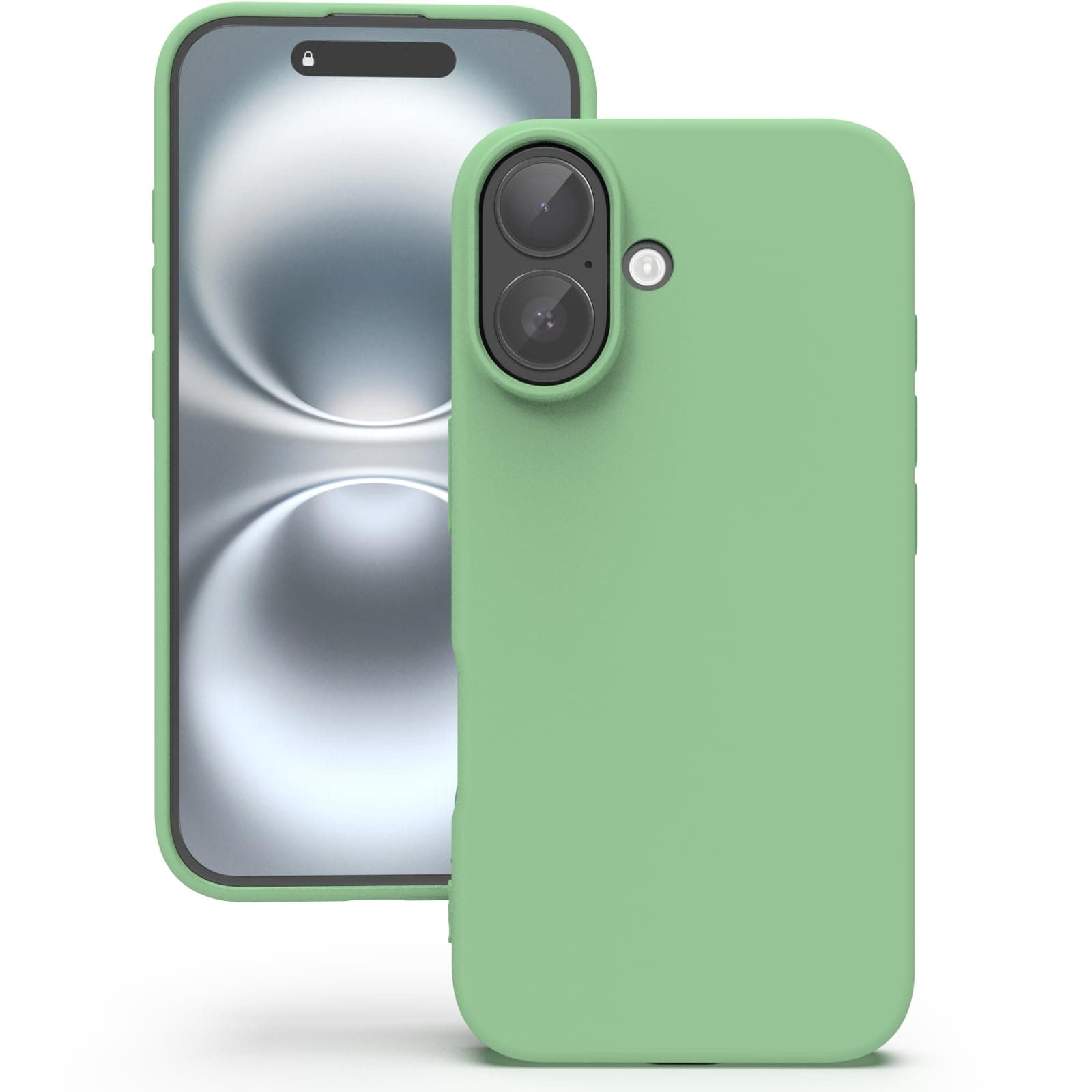 YATWIN Silicone Back Case for iPhone 16, Soft-Touch Phone Back Cover for Apple iPhone 16 - Mint Green
