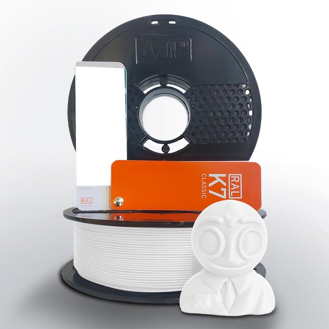 NFIL3D Premium High Strength PLA+ Snow White 3D Printer Filament | Dimensional Accuracy +/- 0.015mm |1.75mm | Easy to Print, Tangle-Free |Compatible with All 3D Printers | 1 Kg Gross | (2.20 lbs)