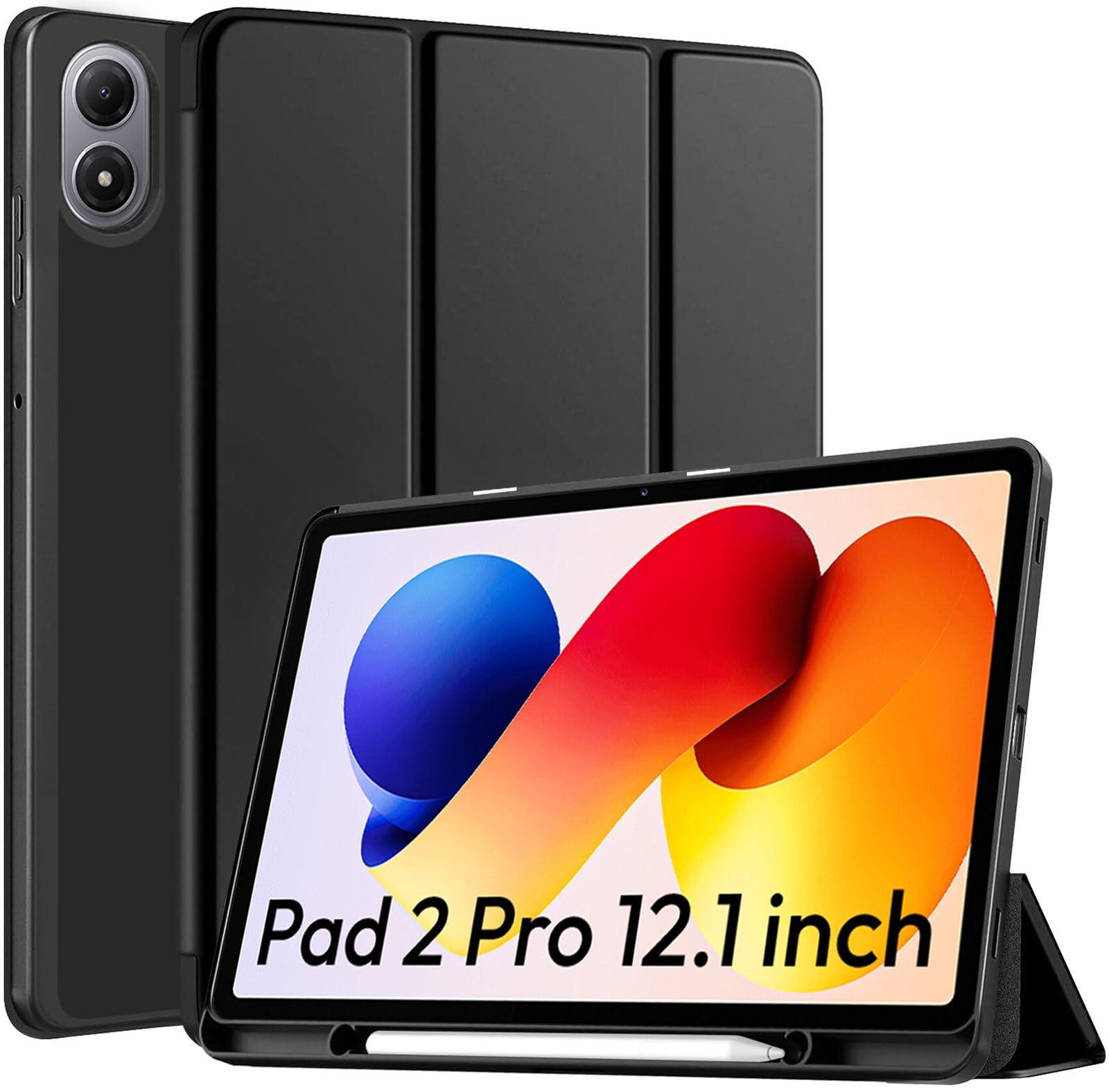 Robustrion Cover for Redmi Pad 2 Pro 12.1 inch Cover Case with Pencil Holder, Trifold Cover Case for Redmi Pad 2 Pro 5G Tablet Cover [Auto Sleep Wake Support] - Black