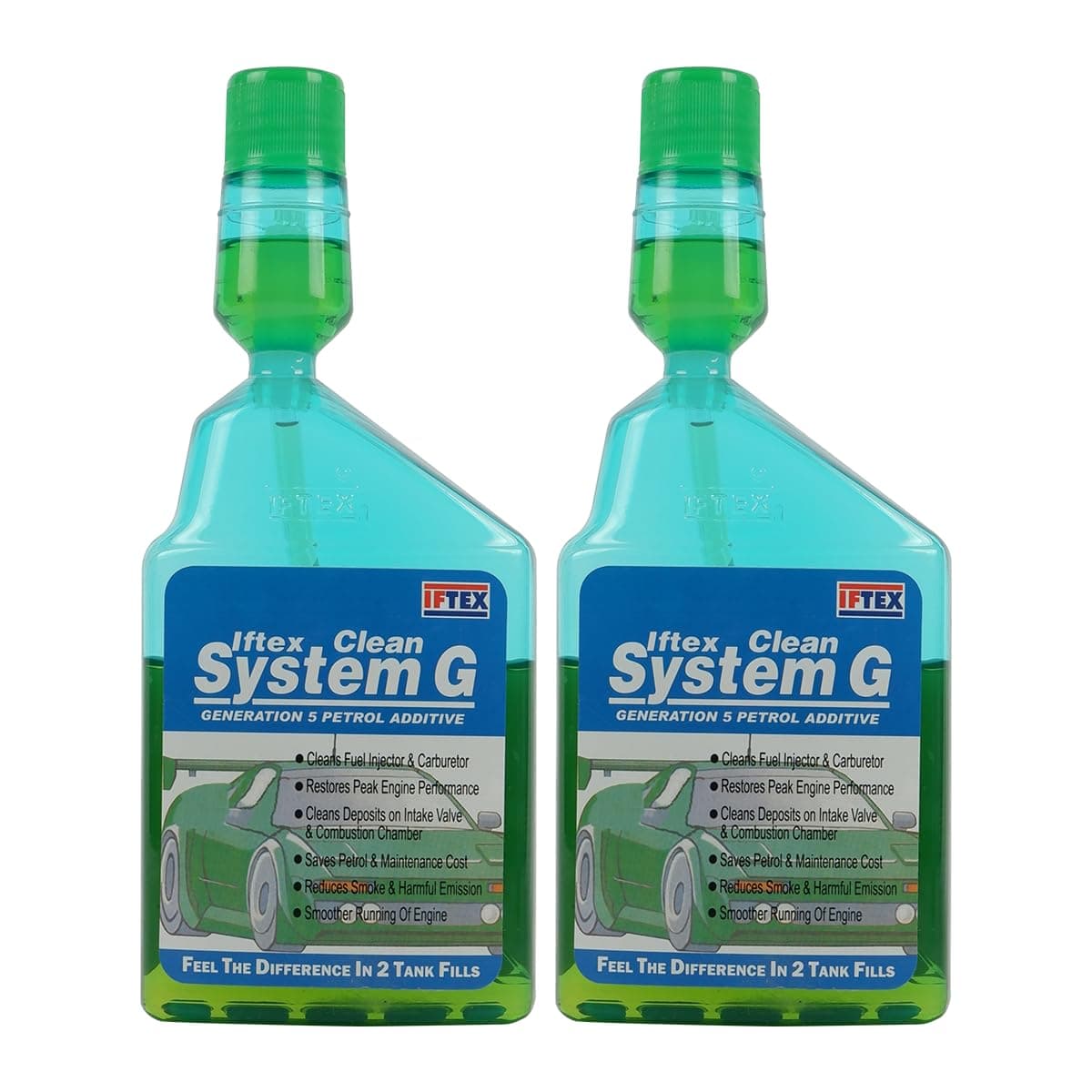 IFTEX® Clean System G Petrol Additive for All Petrol Cars (400 ml) Treats 400 L Petrol/e 20 Petrol Fuel Treatment and Injector Cleaner for Cleaning deposits & Mileage Improvement (200 ml Pack of 2)