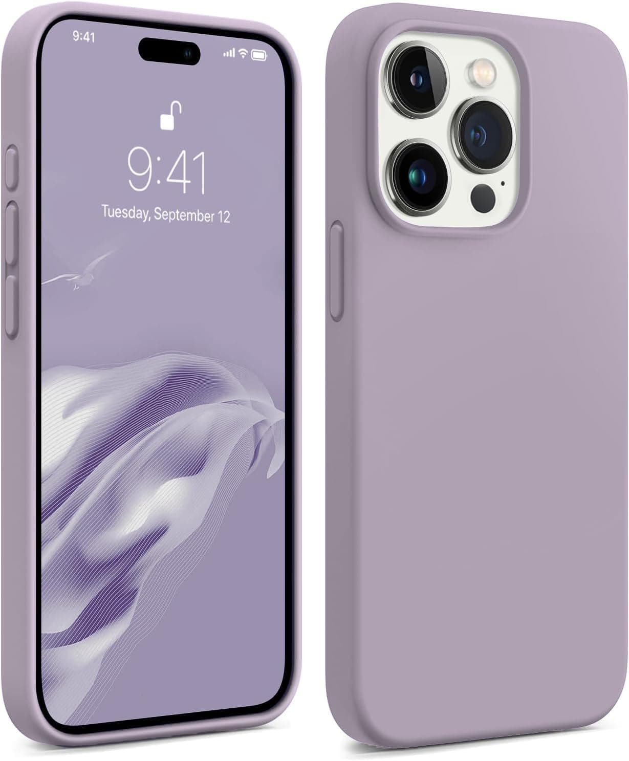 DIZORO® Microfiber Candy Case Compatible for iPhone 14 PRO MAX, Shockproof Slim Back Cover Liquid Silicone Case (Lilac)