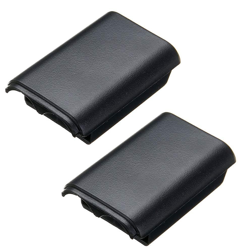 GAMENOPHOBIA® Xbox 360 Wireless Controller Battery Pack Cover Shell | Replacement Back Case for Xbox 360 Controller | Holds 2 AA Batteries | Easy Fit & Durable Plastic | Black (Pack of 2)