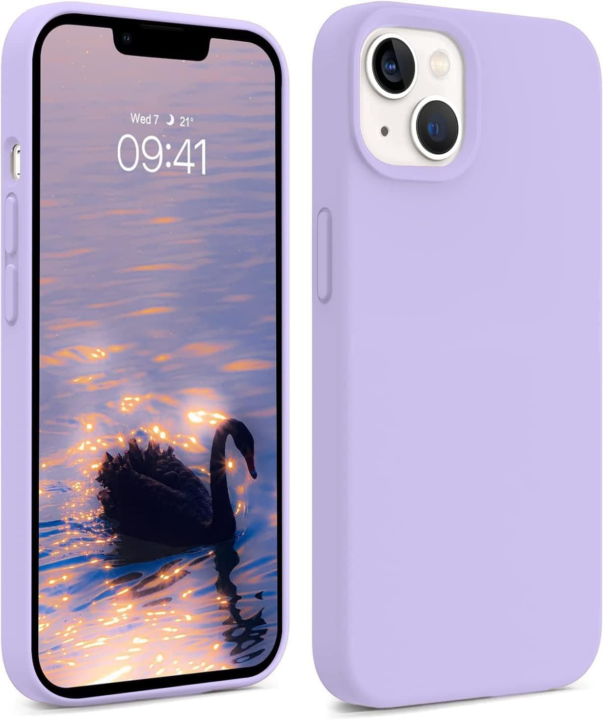 DIZORO® Compatible with iPhone 13 Case, Liquid Silicone Case, Full Body Protective Cover, Shockproof, Slim Phone Case, Anti-Scratch Soft Microfiber Lining, 6.1 inch - Purple