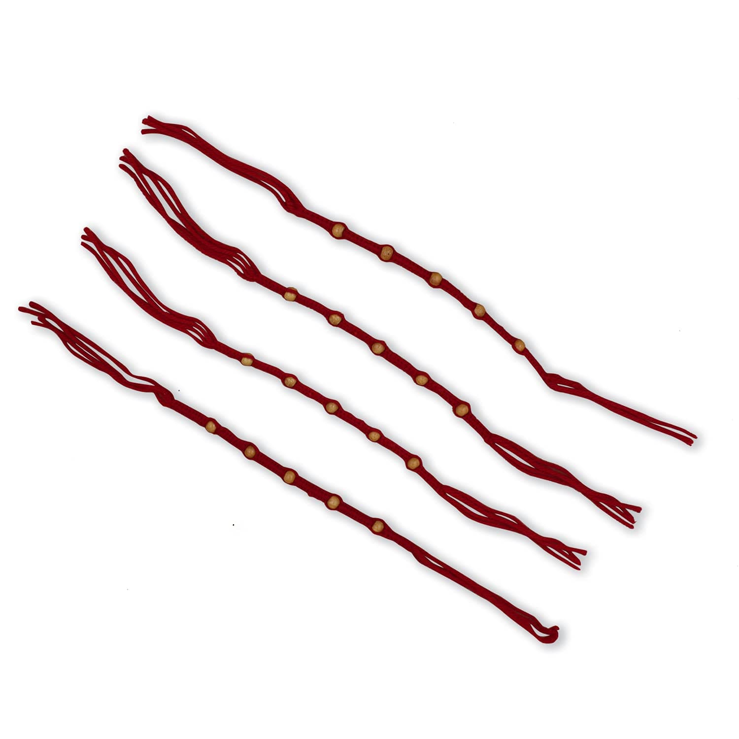 Prapti Handicrafts Mens Handmade Gunthan Red Mauli Rakhi For Brother/Sisters(Pack Of 4)