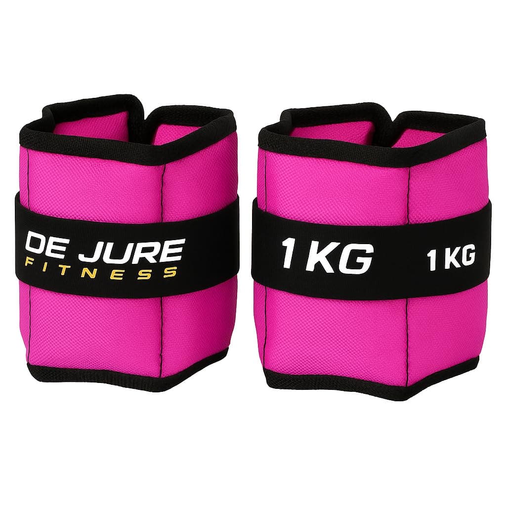 De Jure Fitness Adjustable Ankle & Wrist Weights Pair (1KG x 2) for Men & Women | Strength Training, Walking, Running, Workout, Yoga | Comfortable, Durable | Pink – 2KG