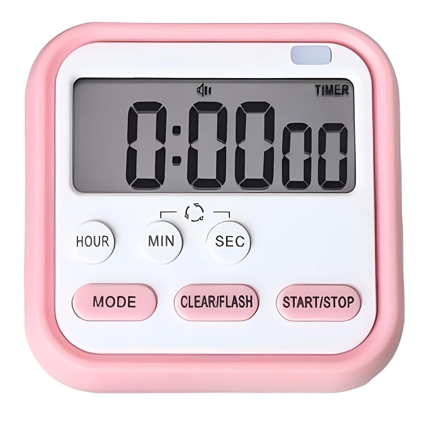 GERQSHO Stopwatch Timer for Study Kitchen Timer Large LCD Screen 24hr Digital Display Magnetic Retractable Stand Loud Alarm Stop Watch Countdown Flashing Light Study Timer for Students Cooking (Pink)