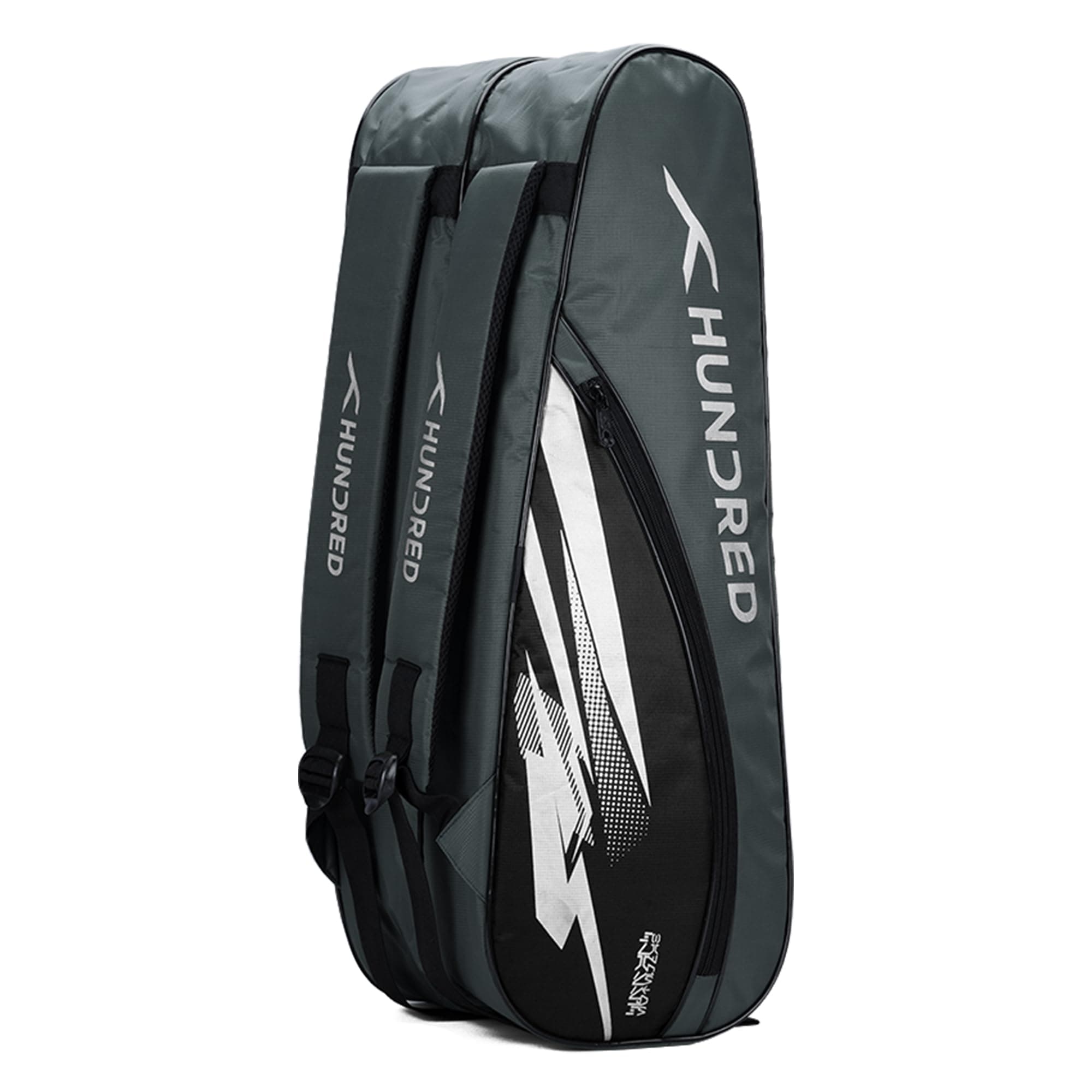 Hundred Cosmogear Badminton Kit-Bag (Dark Grey/Black)|Double Zipper|Bag with Front Zipper Pocket, Polyester