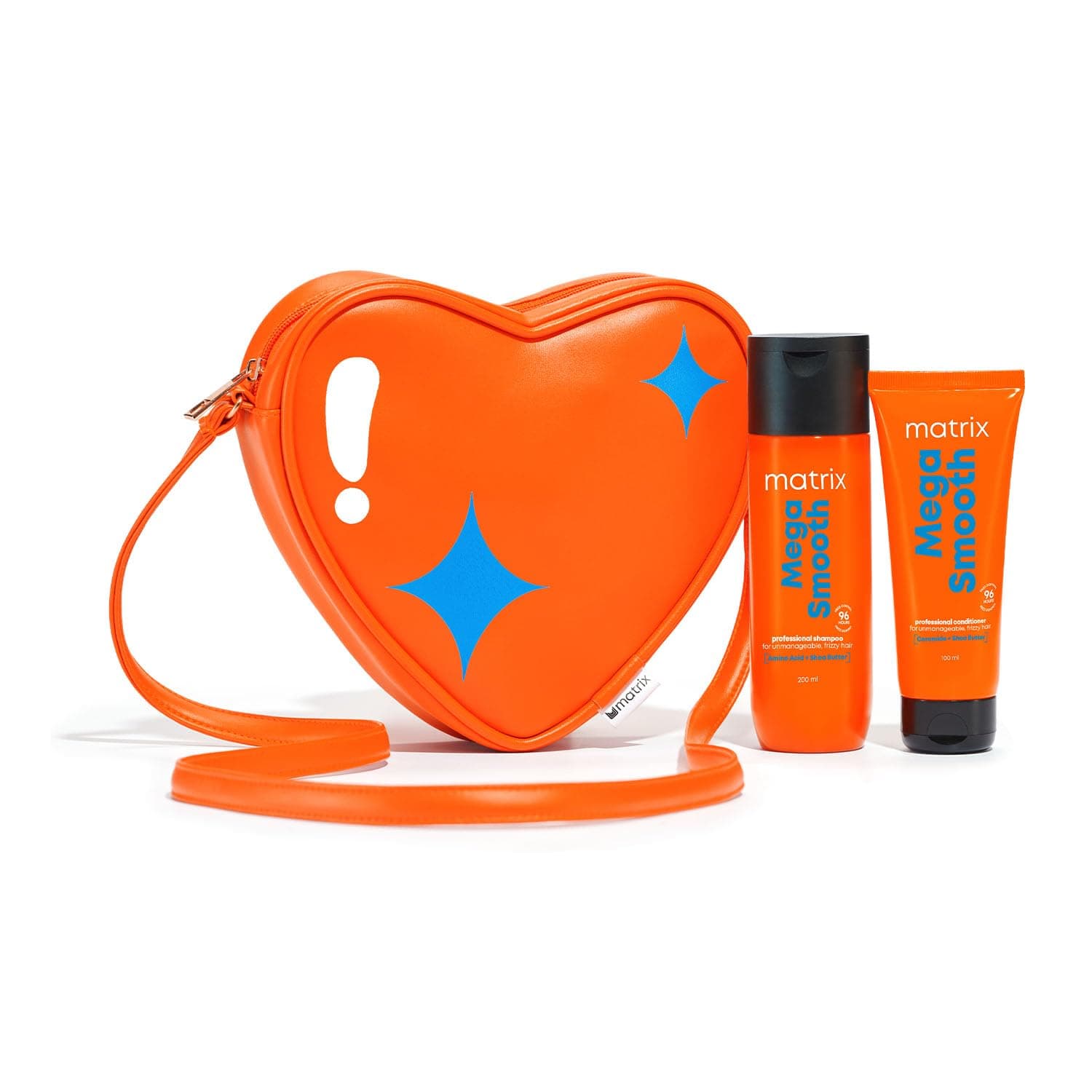 Matrix Mega Smooth Combo for Frizzy, Unmanageable Hair | Defy Frizz for 4 Days* | with Shea Butter and Amino Acid, Professional Anti-Frizz Shampoo + Conditioner + FREE Sling Bag