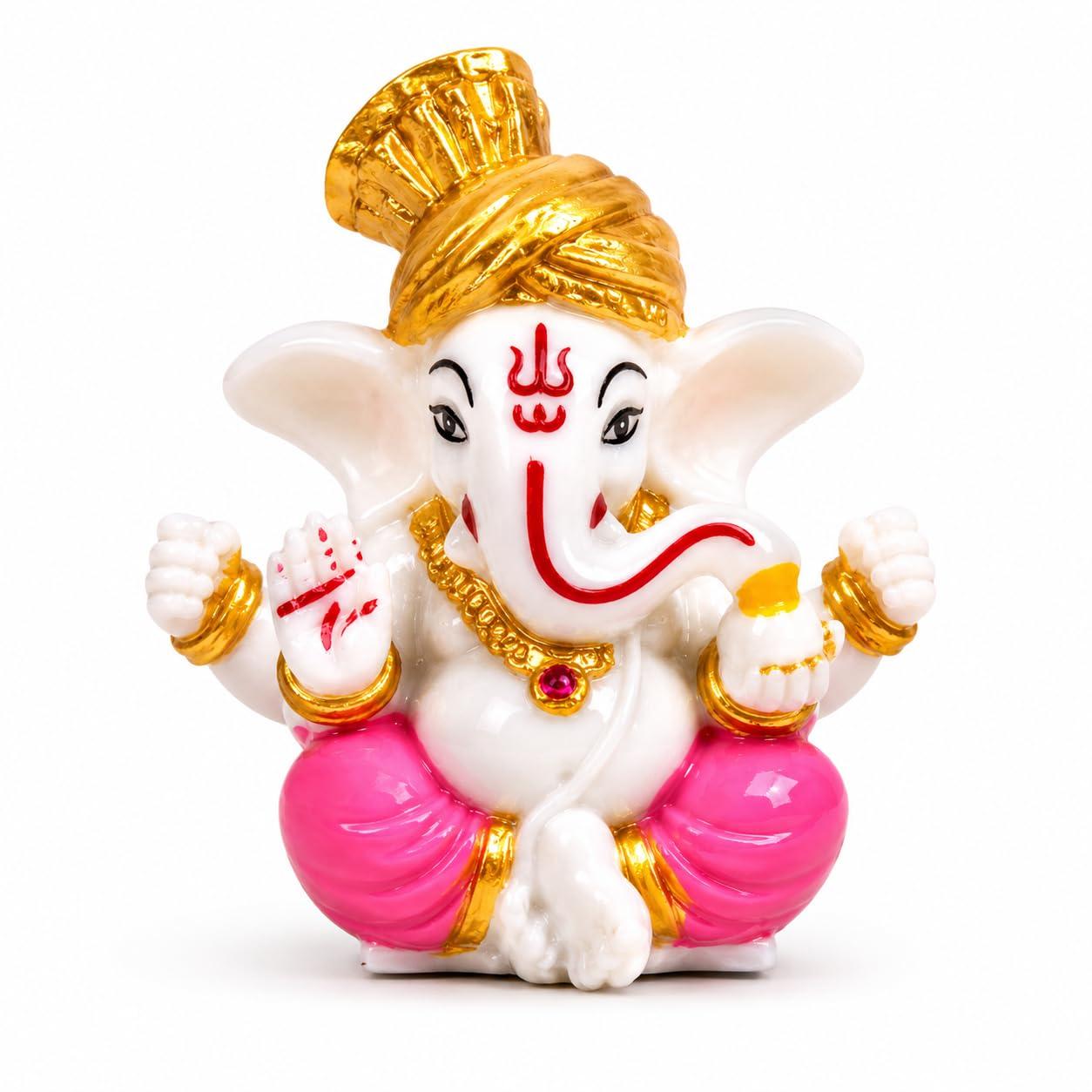 SVGGG Decors Ganesh Idol for Car Dashboard, Lord Ganesha Statue, Ganesh Ji Murti for Home Temple, Office Desk Decor, Ganesh Showpiece, Decorative Spiritual Vastu Gift Item for Home (Gold)