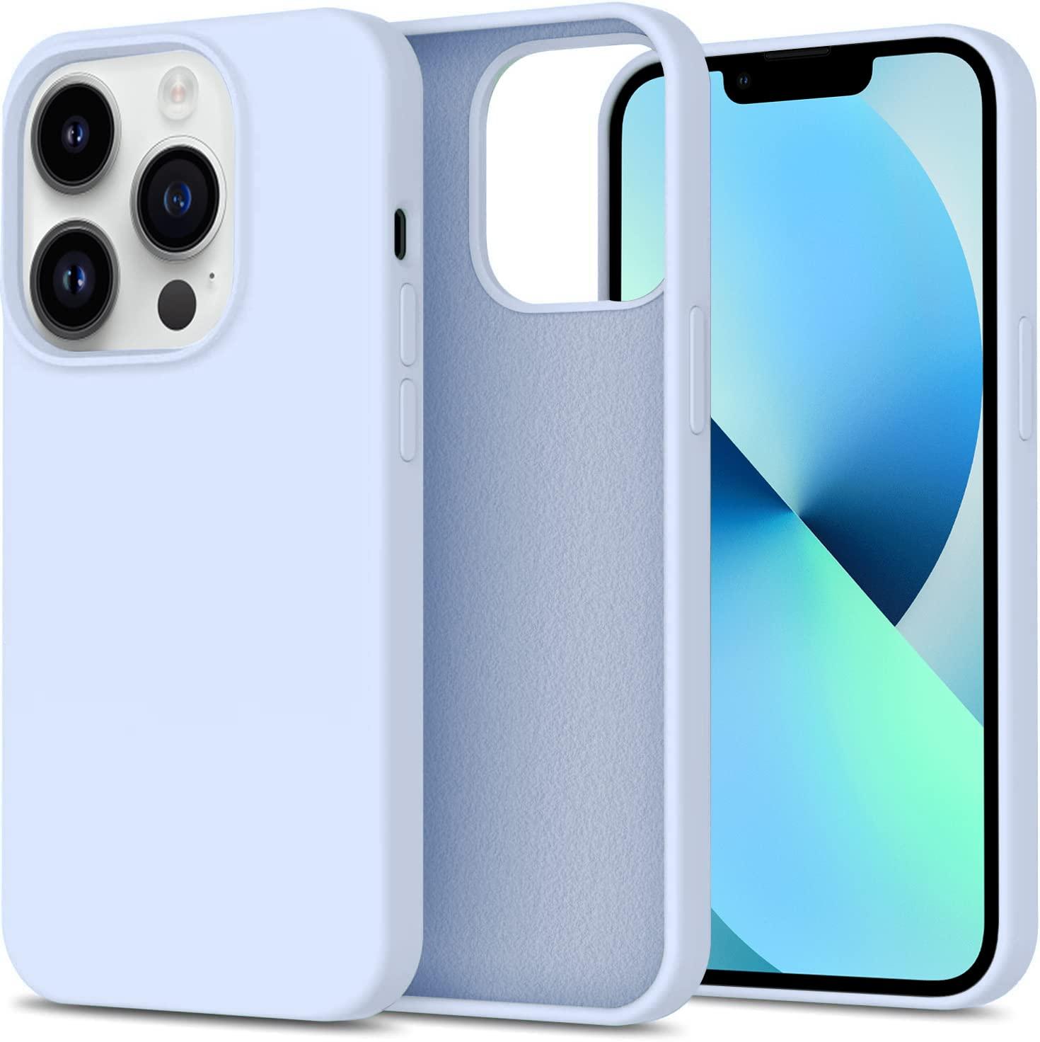 DIZORO® Microfiber Candy Case Compatible for iPhone 14 PRO MAX, Shockproof Slim Back Cover Liquid Silicone Case (Sierra Blue)