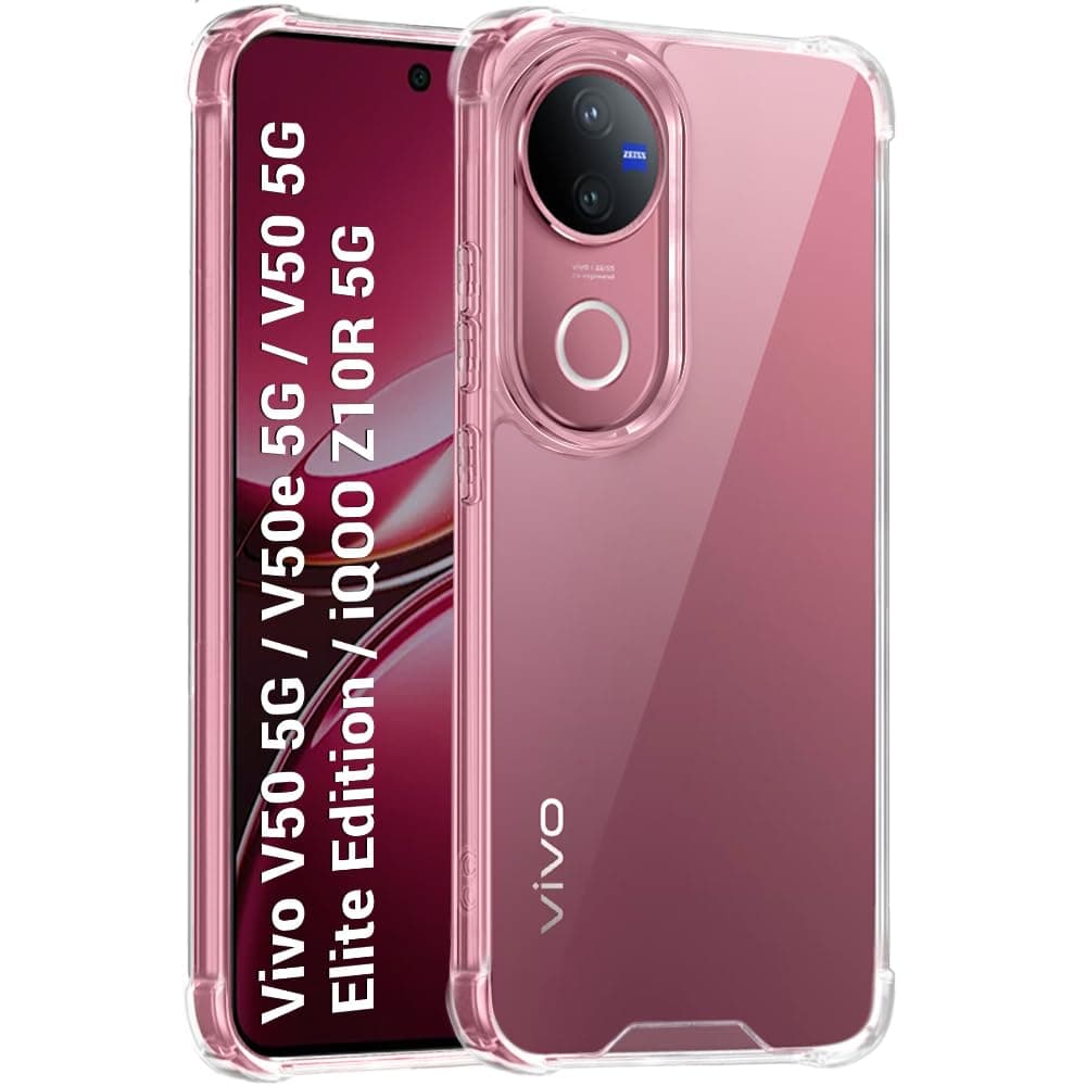 TheGiftKart Crystal Clear Back Cover Case for iQOO Z10R 5G / Vivo V50 / V50e 5G / Vivo T4R 5G | 360 Degree Protection | Shock Proof Design | Transparent Back Cover Case (PC & TPU, Transparent Bumper)