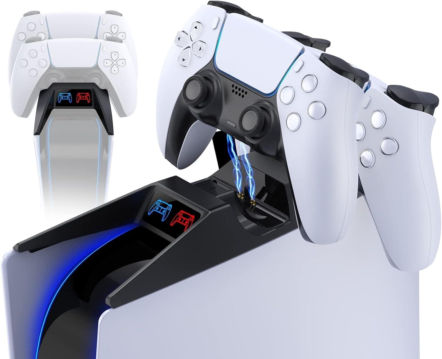 Ant Esports PS5 Controller Charging Station Dual Sense Fast Charging Dock for PS5 Controllers, LED Indicator, Dual Controller Charger Stand, Safe & Compact – Black