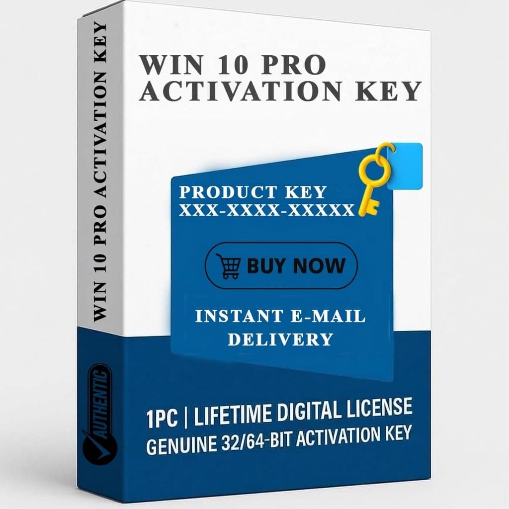 WIN 10 Professional (PRO) Lifetime Digital License, 1 PC Activation Key, 32/64-Bit Compatible, Instant Email Delivery, Unlimited Reinstallations [OS Key Card]