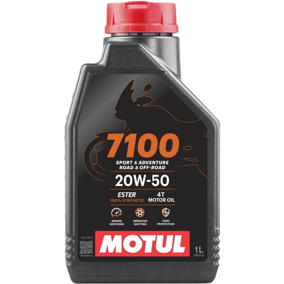 Motul 7100 4T 20W-50 Fully Synthetic Bike Engine Oil – API SN Performance, Smooth Gear Shifting, Superior Engine Protection for Long-Lasting Riding, 1L