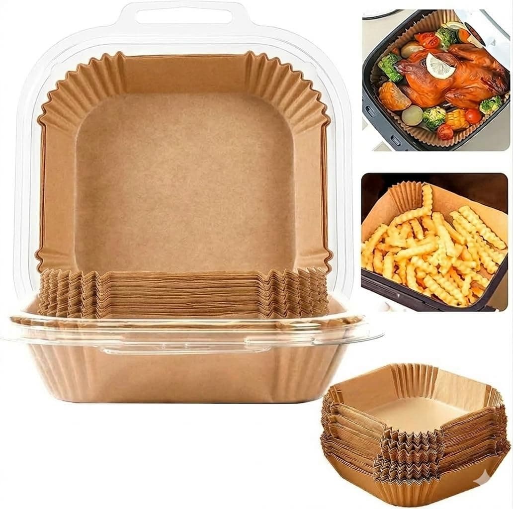Niwlix 100 Pcs Air Fryer Paper Sheets, Disposable Paper Liner for Microwave, Oil-Proof Non-Stick Parchment Paper for Air Fryer, Baking, Cooking, Microwave and Roasting
