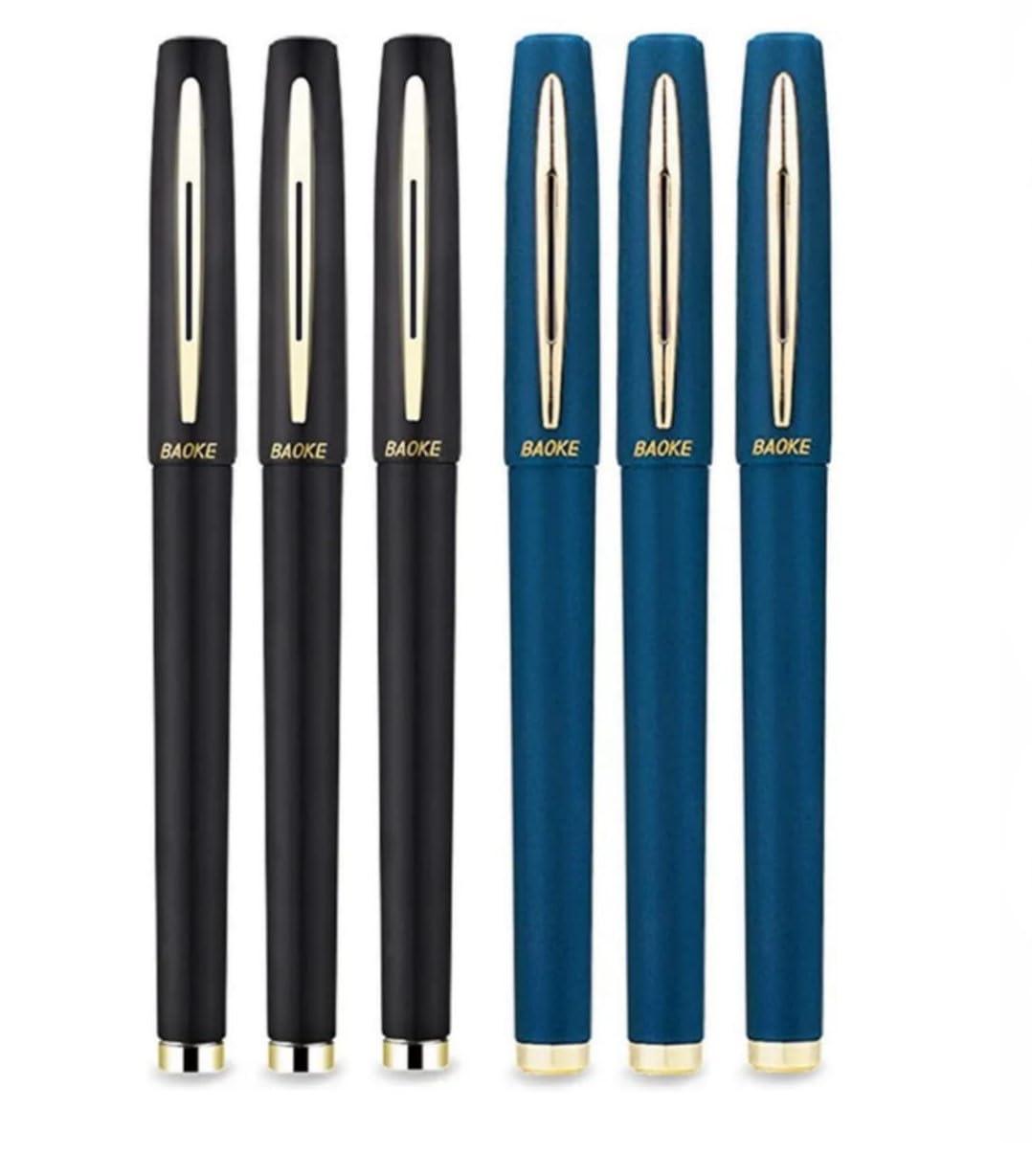 worison Baoke 0.7mm 6pcs Blue and Black Gel pen Ink Roller Ball Pen
