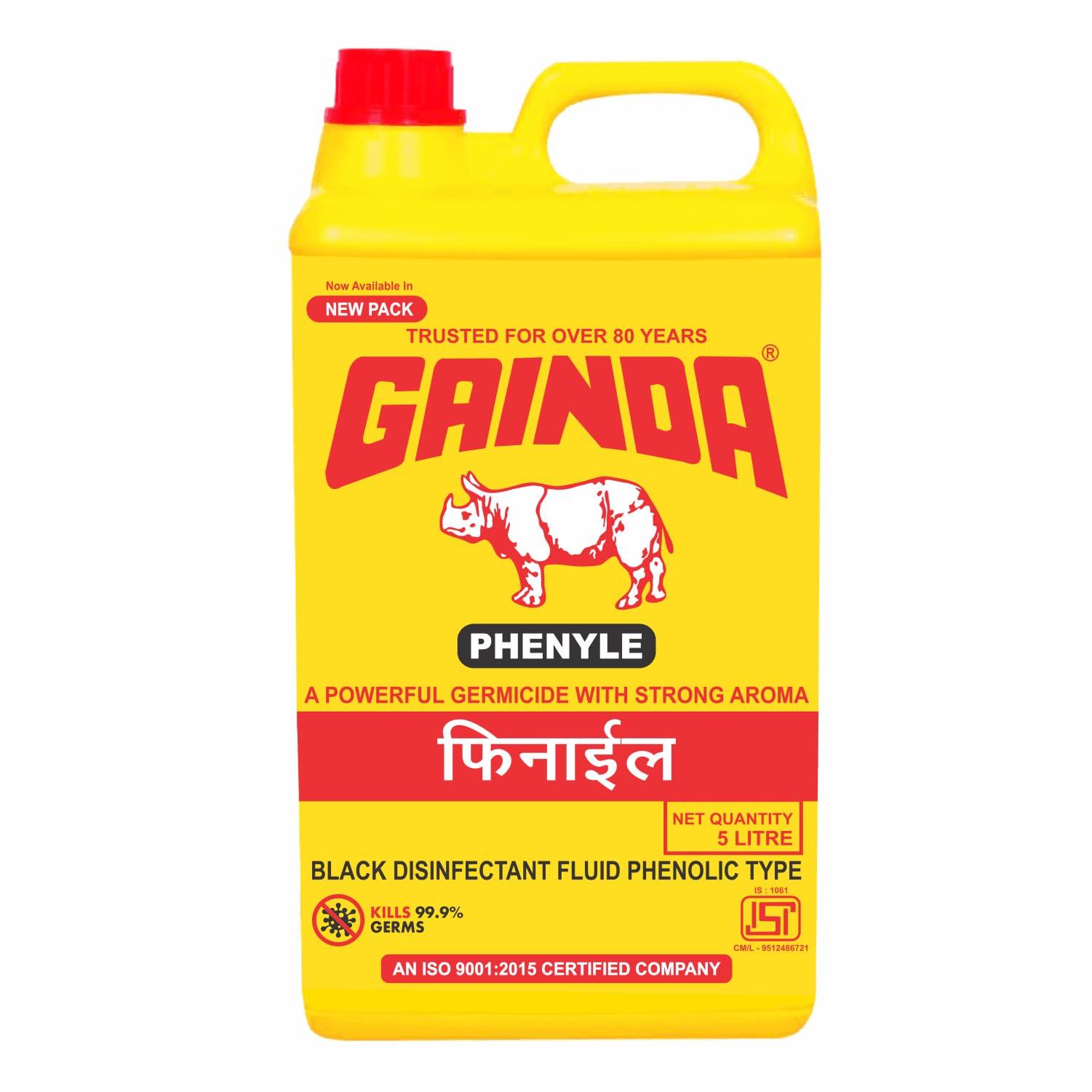Gainda Black Phenyle Surface Disinfectant, Floor Cleaner Liquid for Hospitals, Homes, Offices & Commercial Use Removes Dirt, Grime & Kills 99.9% Germs - 5 L