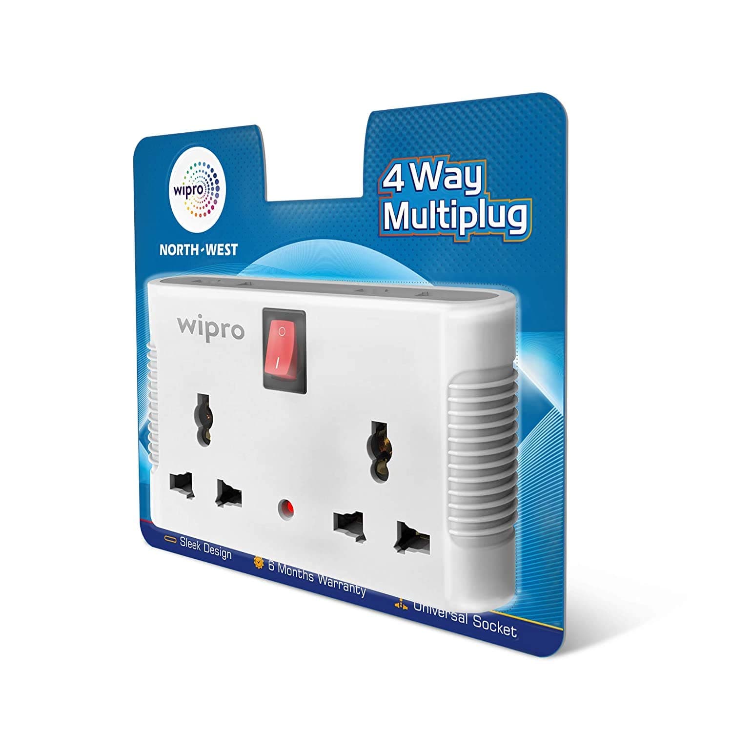 Wipro 4 way multiplug with 2 universal sockets