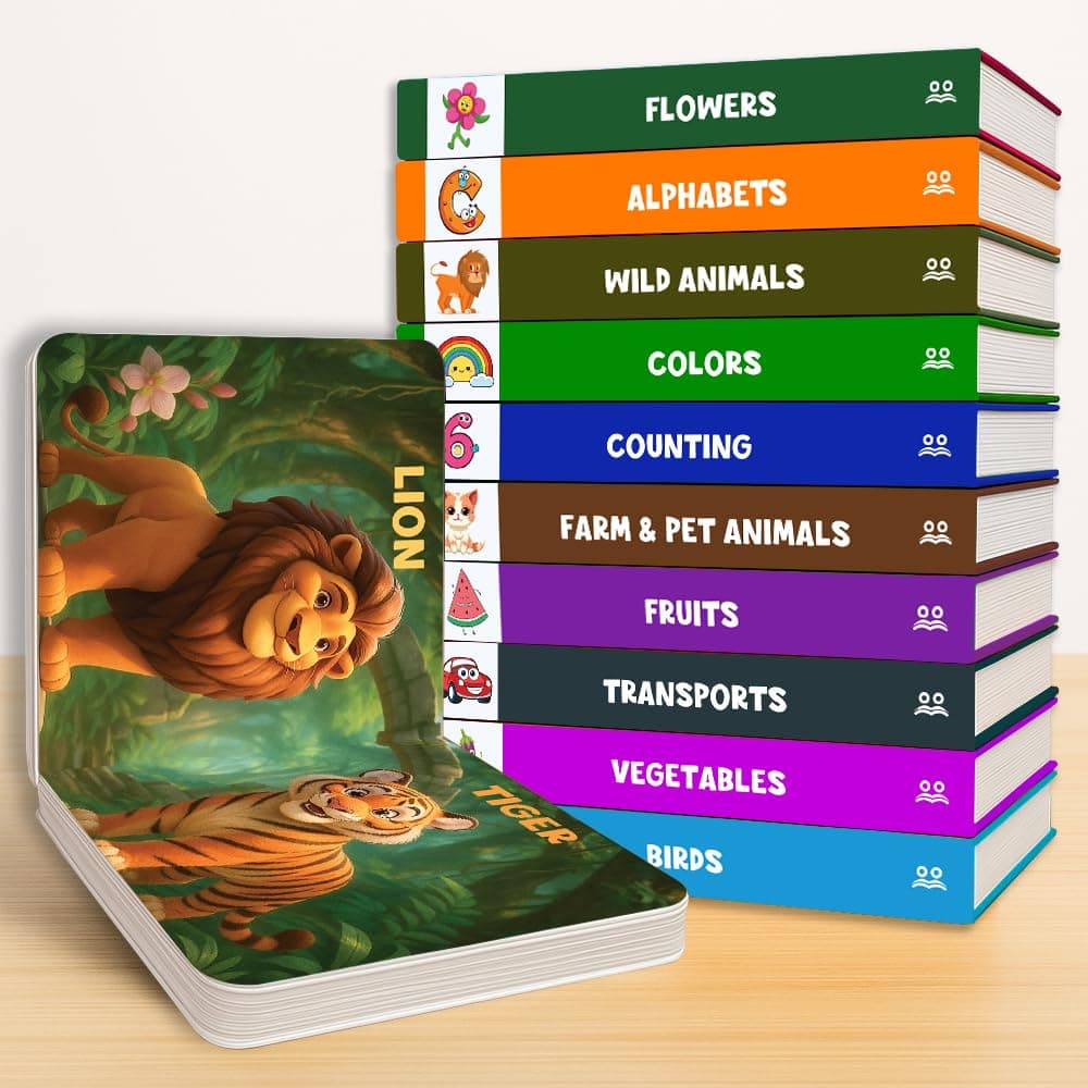 My First Library Box Set 10 Board Books | Premium Quality Kids Books for 1 Year – 4 Year Old | Early Learning Books – Alphabets, Numbers, Colours, Fruits, Flowers, Birds, Transport, Pet & Wild Animals