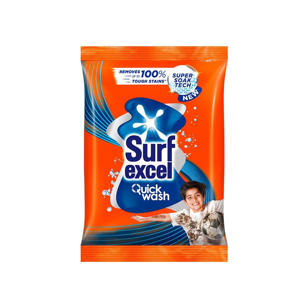 Surf Excel Quick Wash Detergent Powder 1 kg|| Washing Powder with Lemon & Bleach to Remove Tough Stains on Clothes - Bucket & Machine Wash