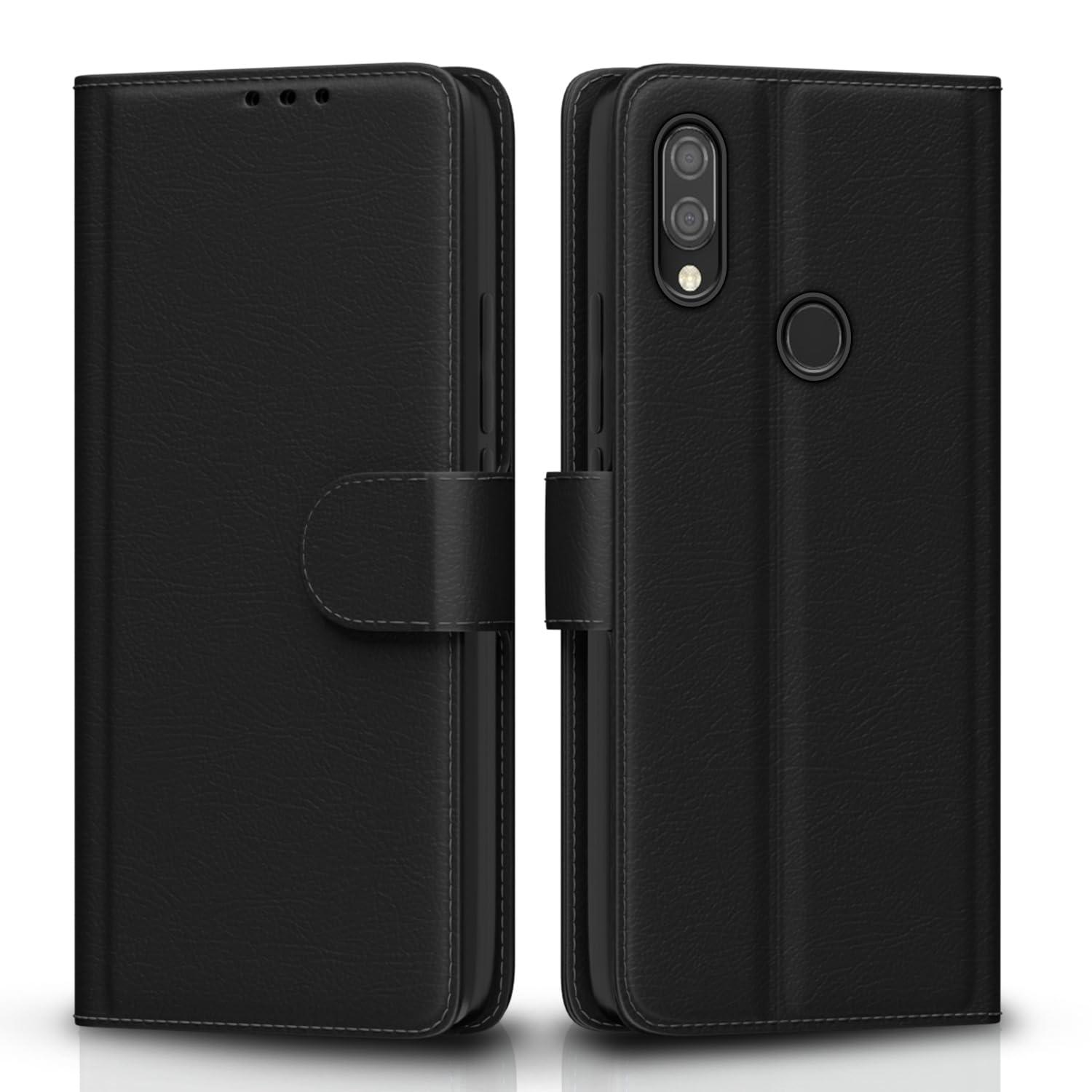 Pikkme Flip Cover for Redmi 7 / Y3 | Leather Finish | Shockproof with Card Pockets & Wallet Stand | Ultimate Protection Case(Black)
