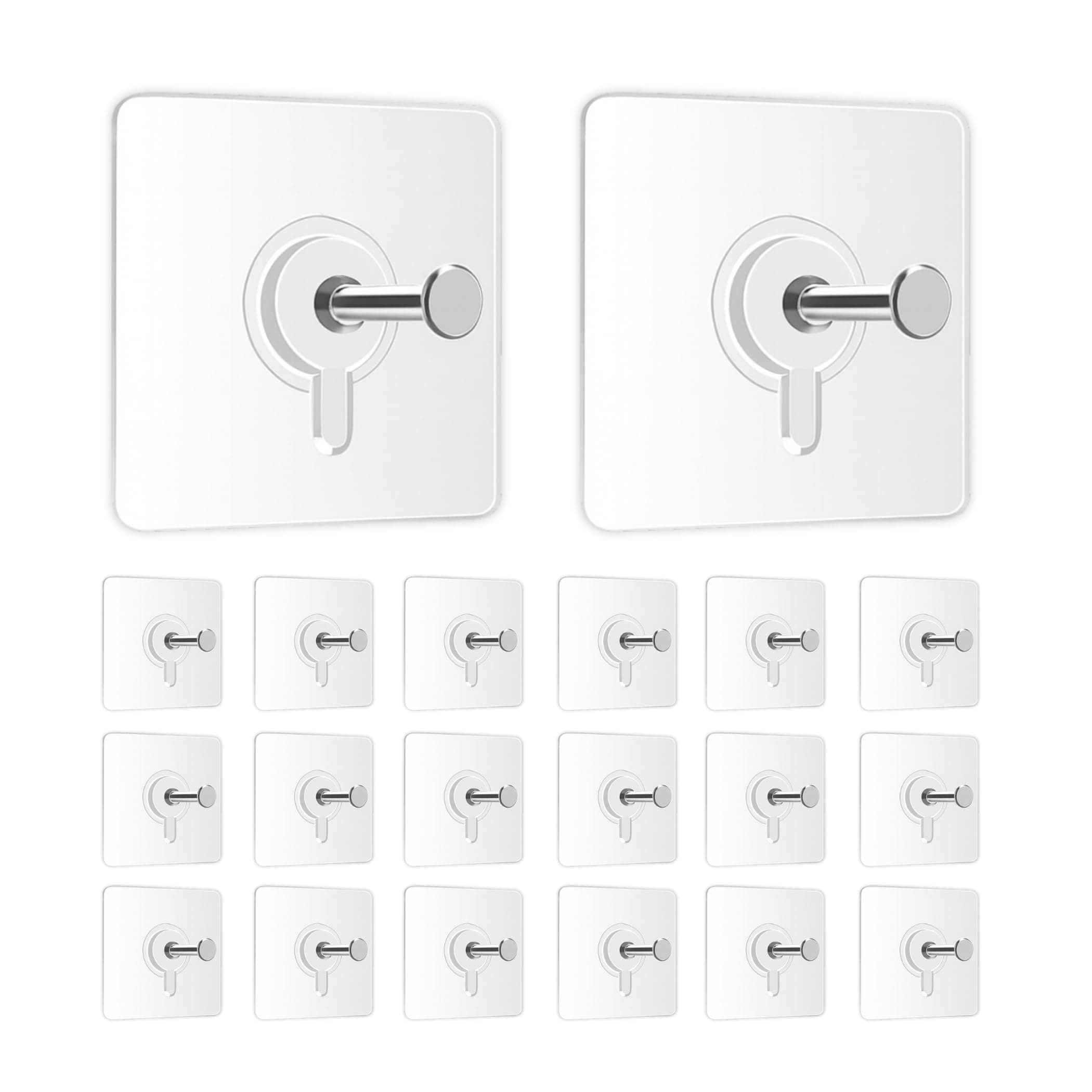 Zulaxy Photo Frame Hooks for Wall Without Drilling, 20 Pack Self Adhesive Hooks for Wall Heavy Duty Strong Nail Free for Hanging Photo Frame (Hanging Hook, Transparent) Stainless Steel