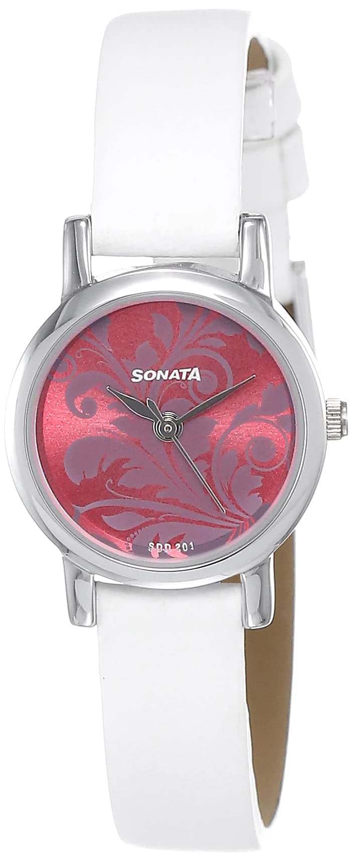 Sonata Quartz Analog Pink Dial Leather Strap Watch for Women-NS8976SL03W/NT8976SL03W