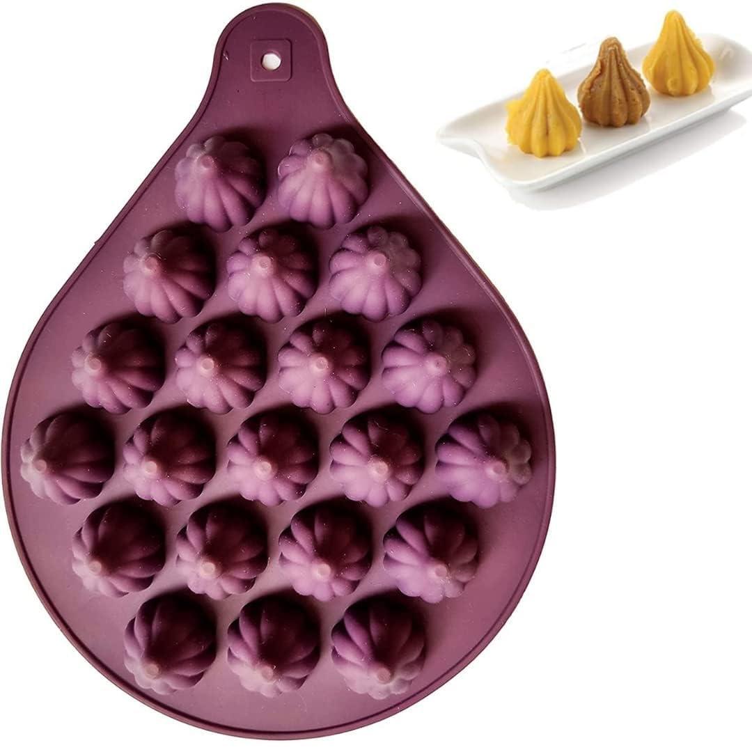 LEGACYCART 21 Cavity Modak Shape Filling Silicone Mould for Ganpati Bappa Cake Cupcake Decoration Jelly Pudding Chocolate Frozen Yougurt and Decorating for Ganesh Chaturthi Festival (Pack of 1)